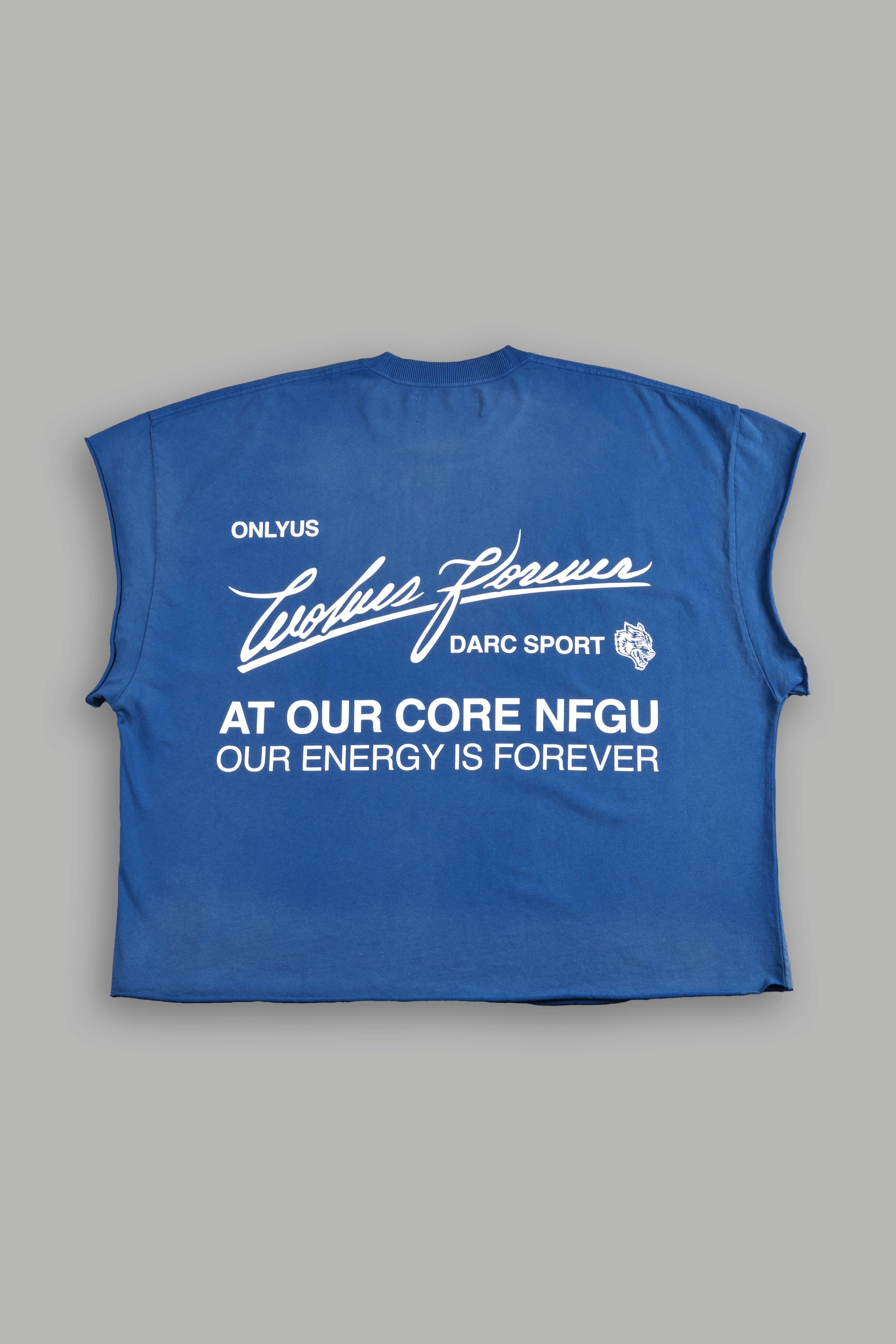 At Our Core "Grunge" Cut Off Tee in Darc Cobalt Drift Wash