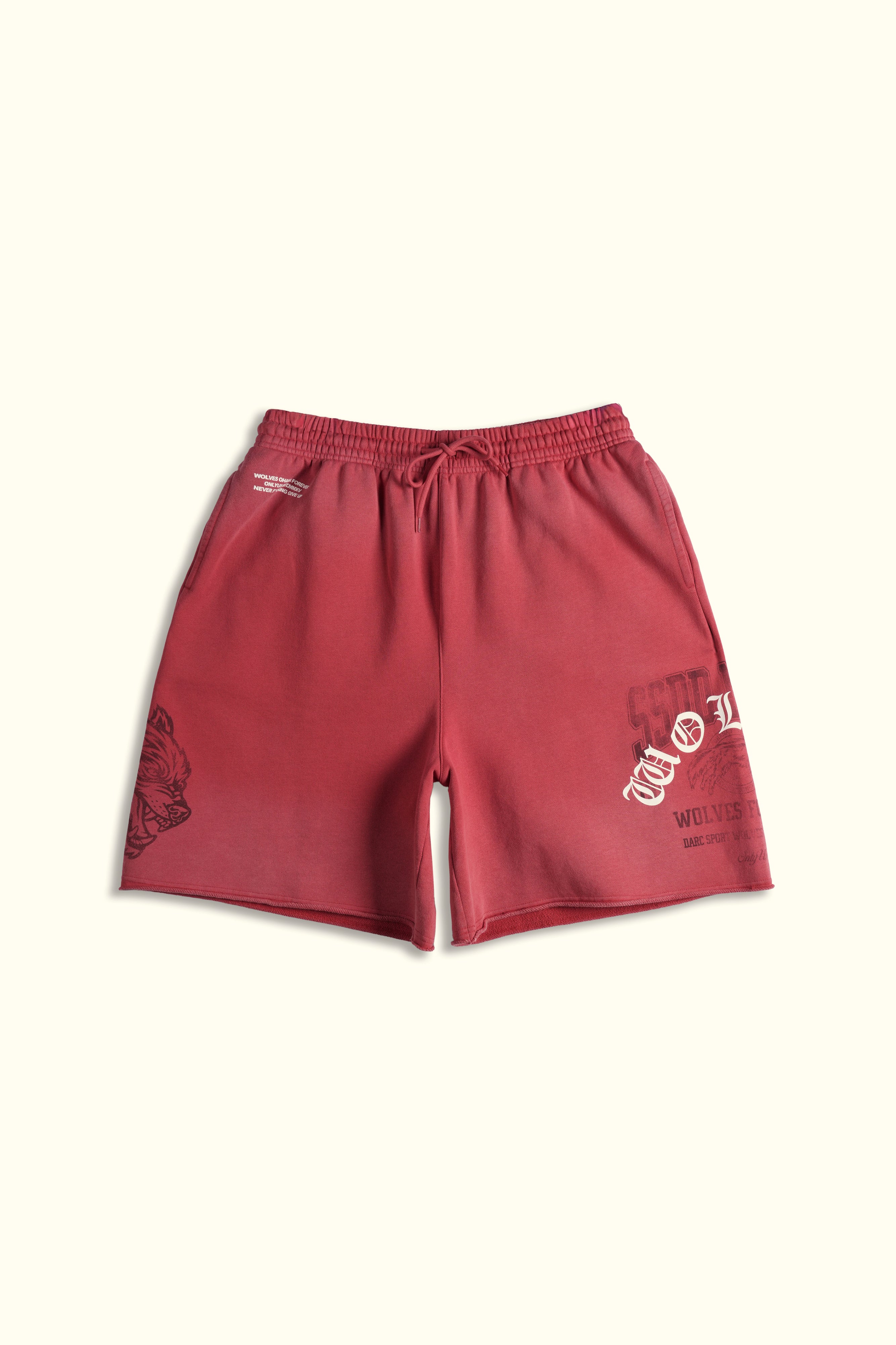 Ohana League Grunge Brock Sweat Short in Roman Red Drift Wash