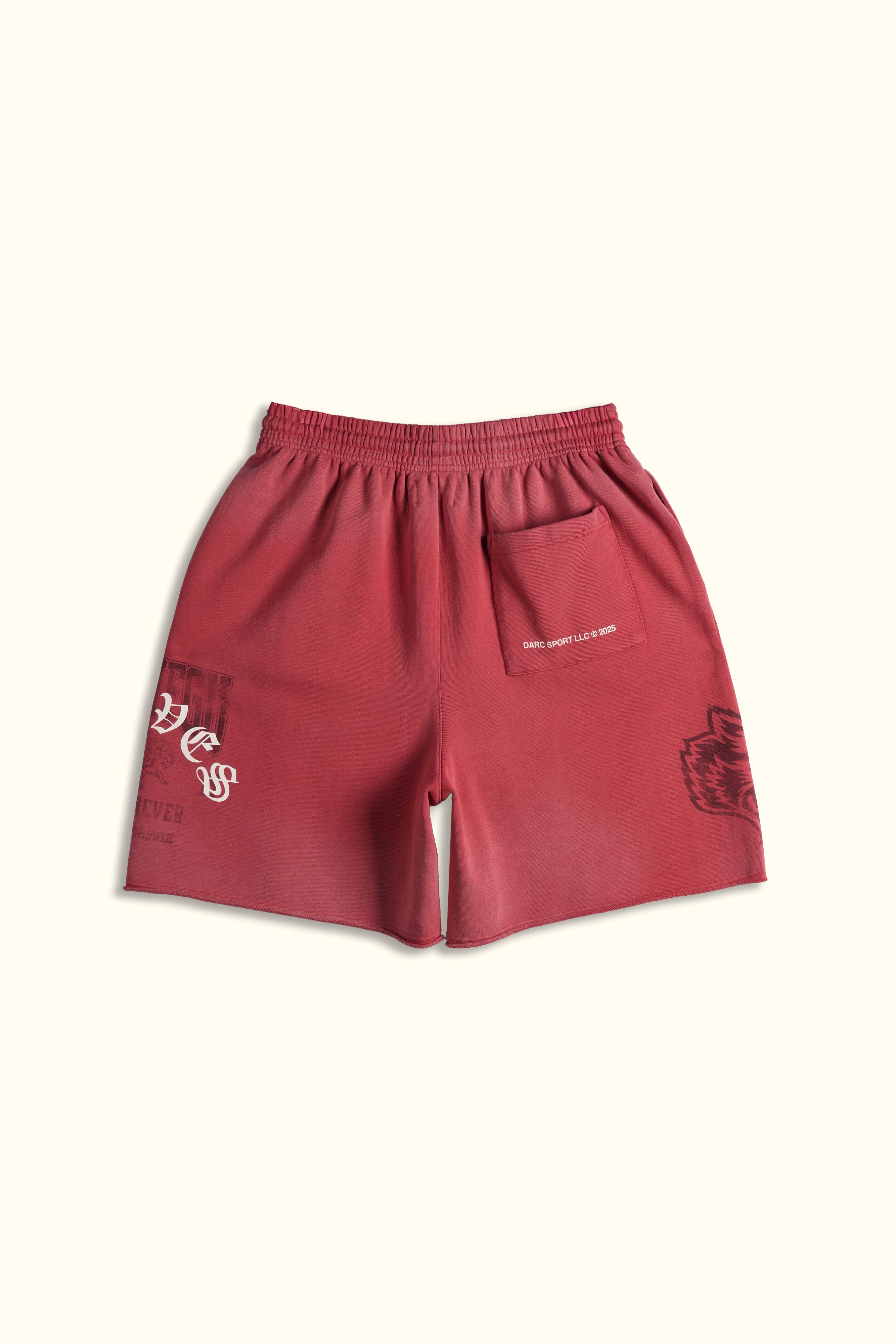 Ohana League Grunge Brock Sweat Short in Roman Red Drift Wash