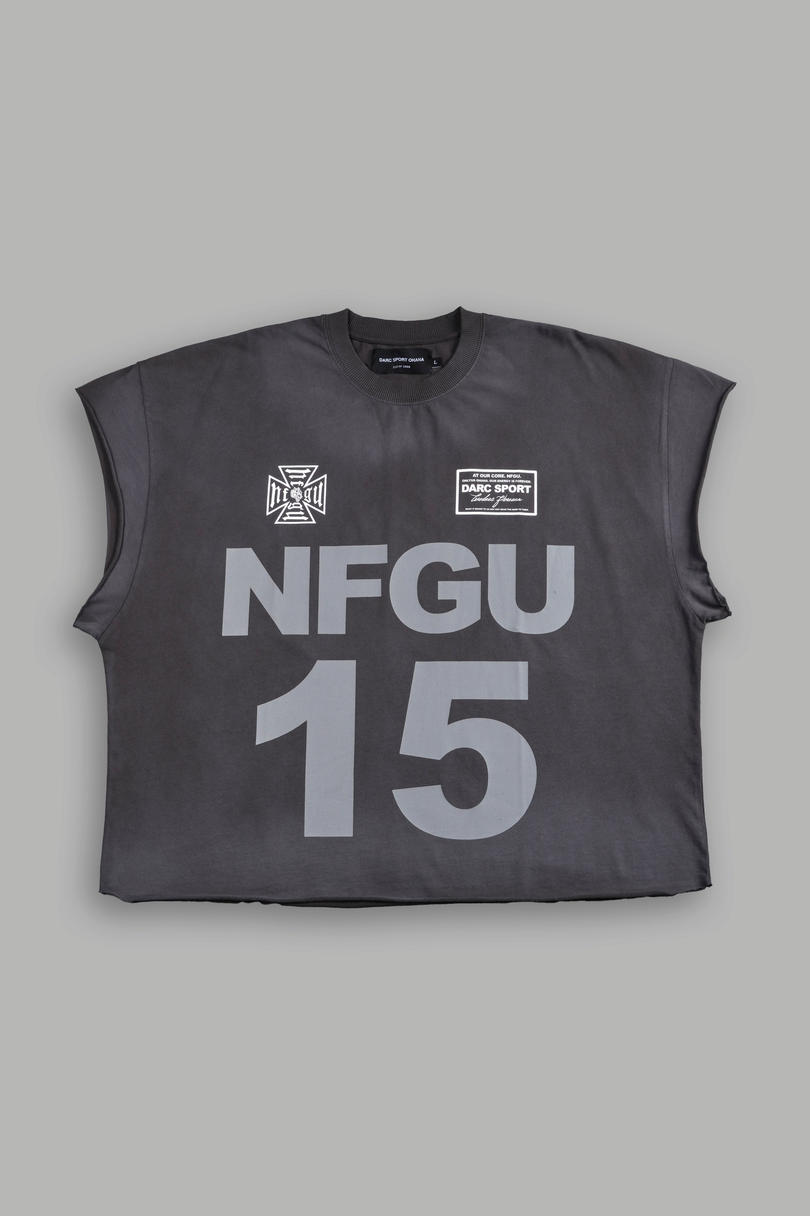 Since Day One "Grunge" Cut Off Tee in Wolf Gray Drift Wash