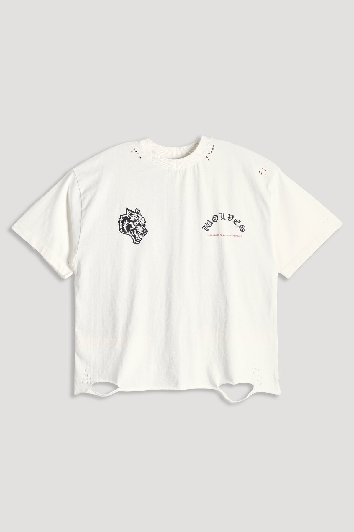Wolves Never F*cking Give Up Distressed Grunge Tee in Cream