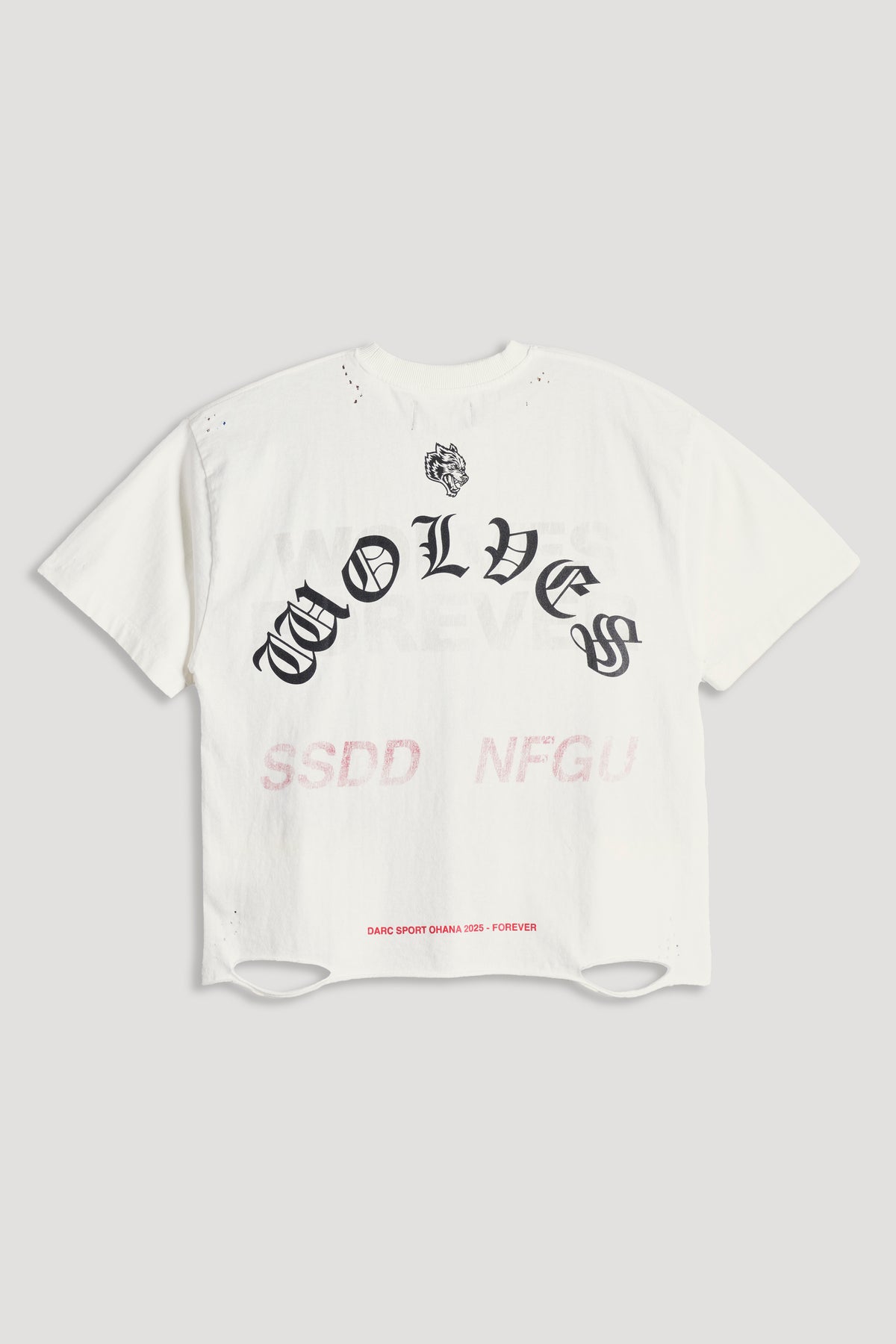 Wolves Never F*cking Give Up Distressed Grunge Tee in Cream