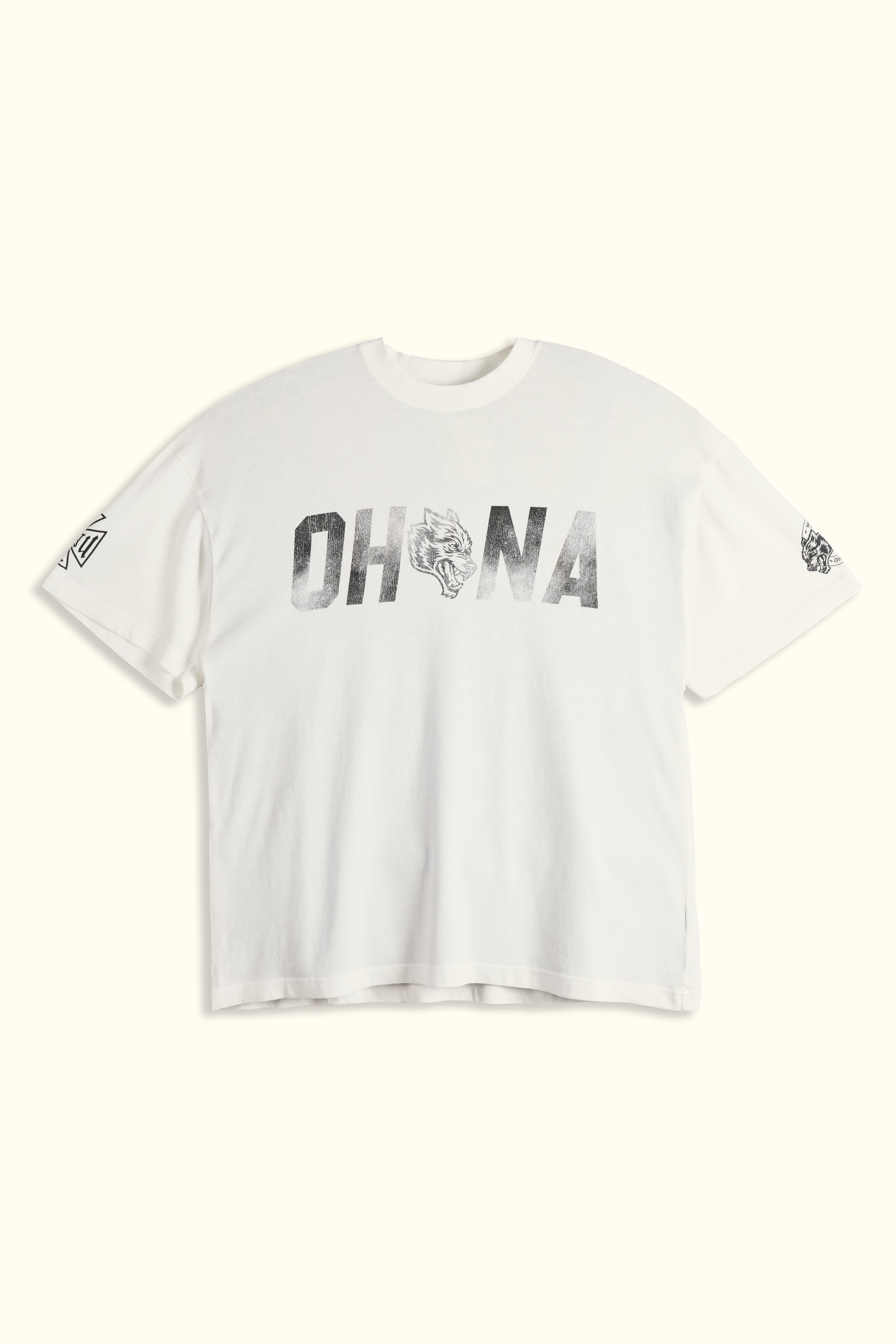 Ohana Wolf "Premium" Oversized Tee in Cream