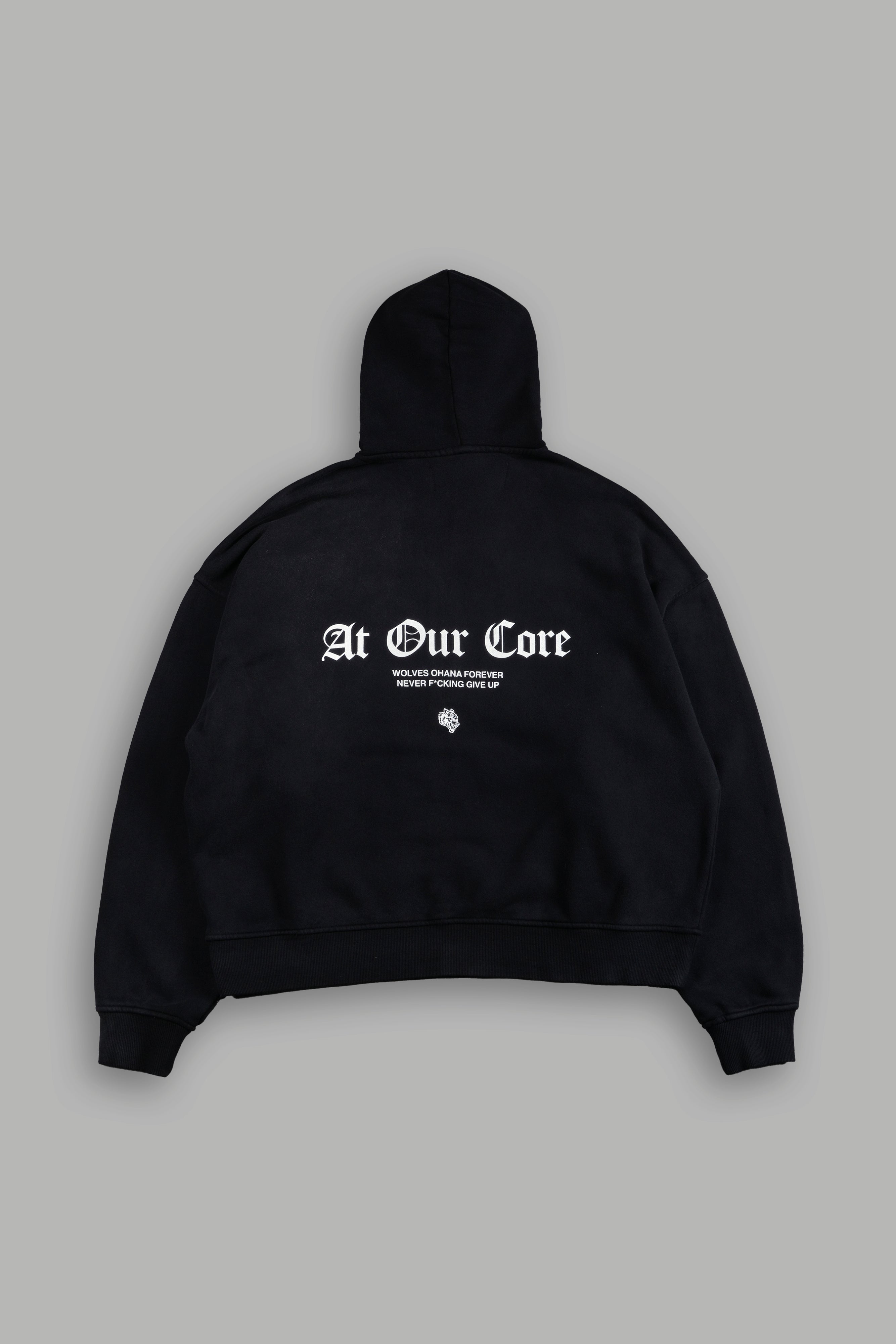 Loyal To The Core Darco Double Zip Hoodie in Black Drift Wash