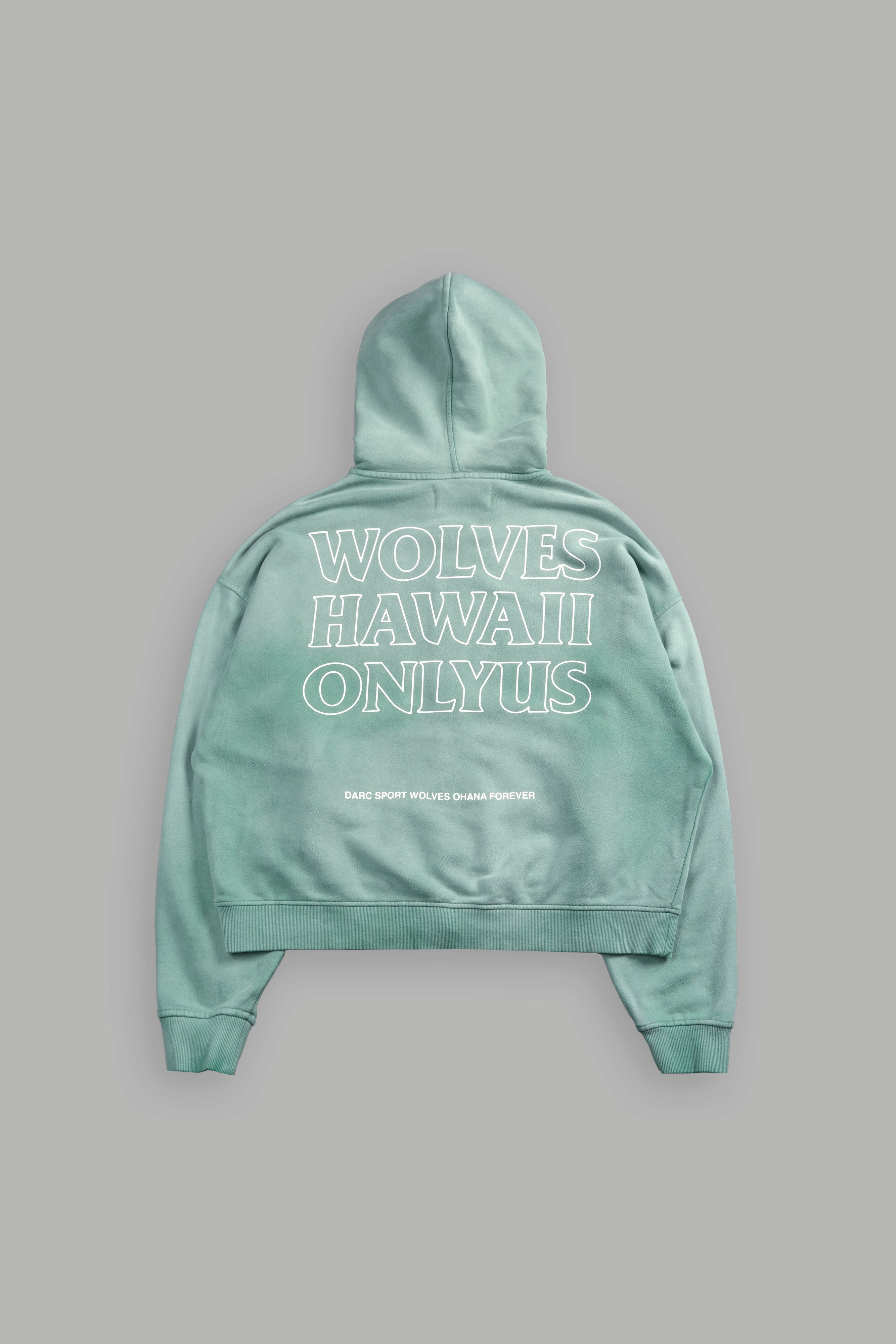 Only Us Hawaii Darco Double Zip Hoodie in Lush Green Sun Fade