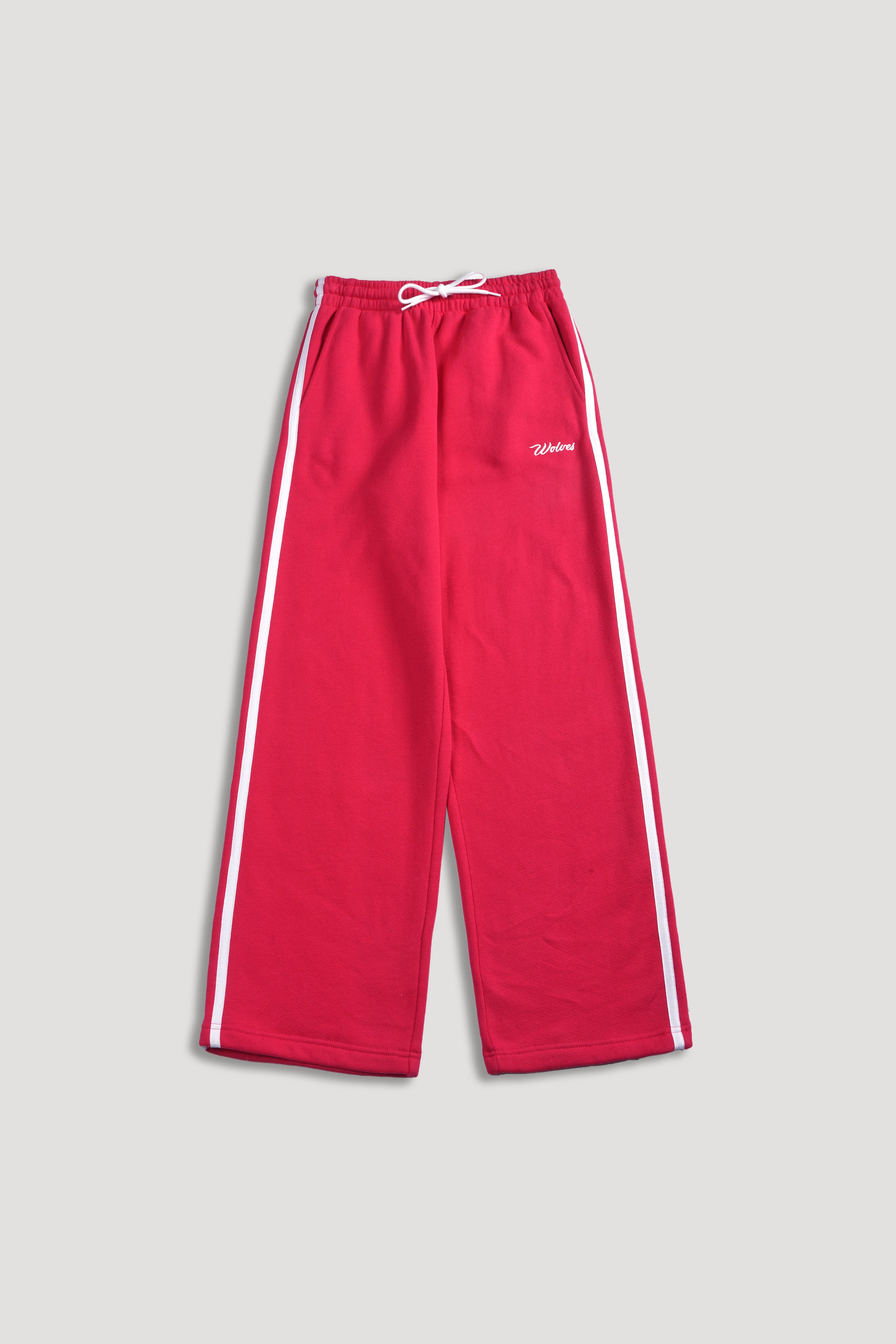 Cursive Wolves Premium Stripe Big Cozy Sweats in Cherry