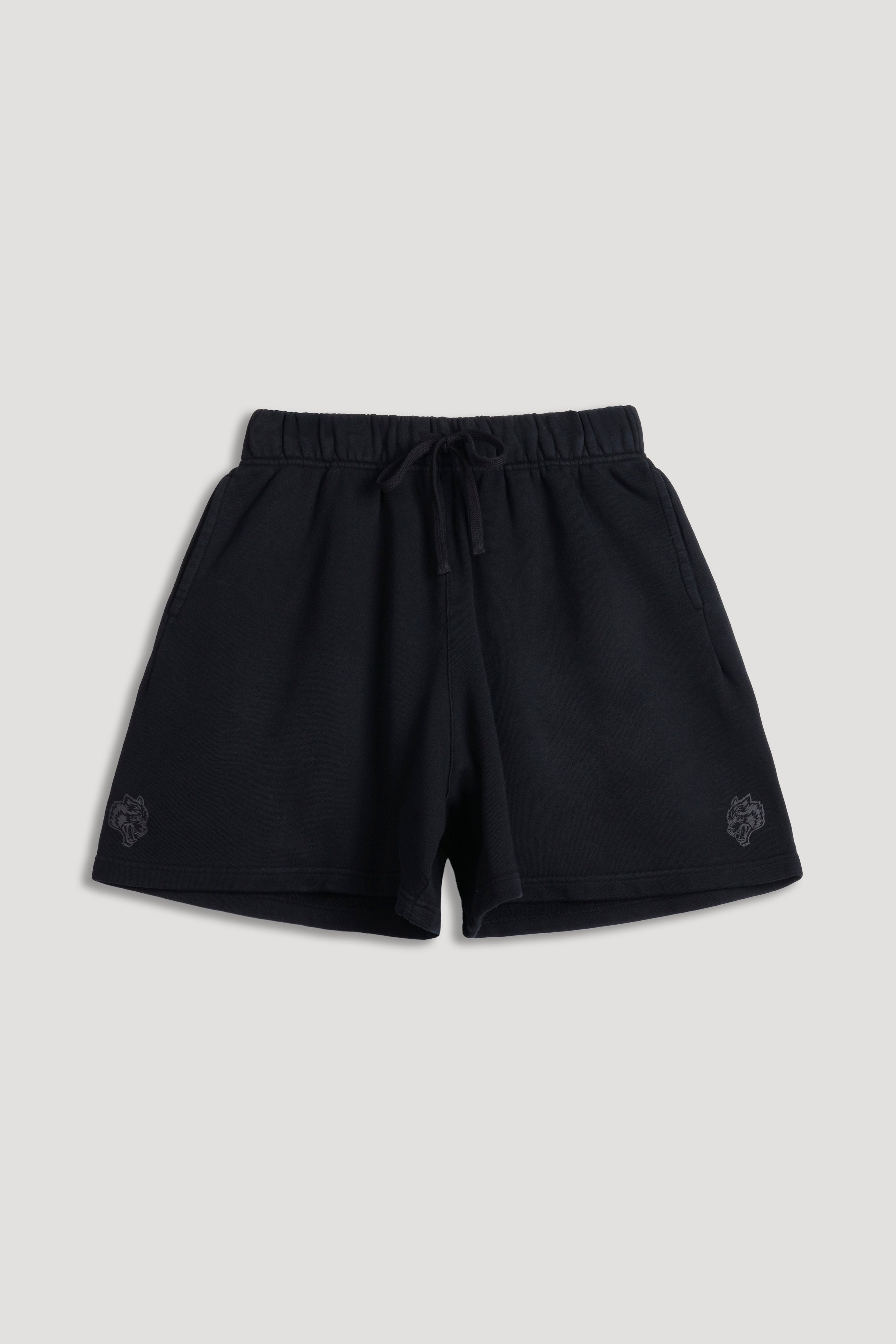 Dual Oversized Post Lounge Sweat Shorts in Black Sun Fade/Black