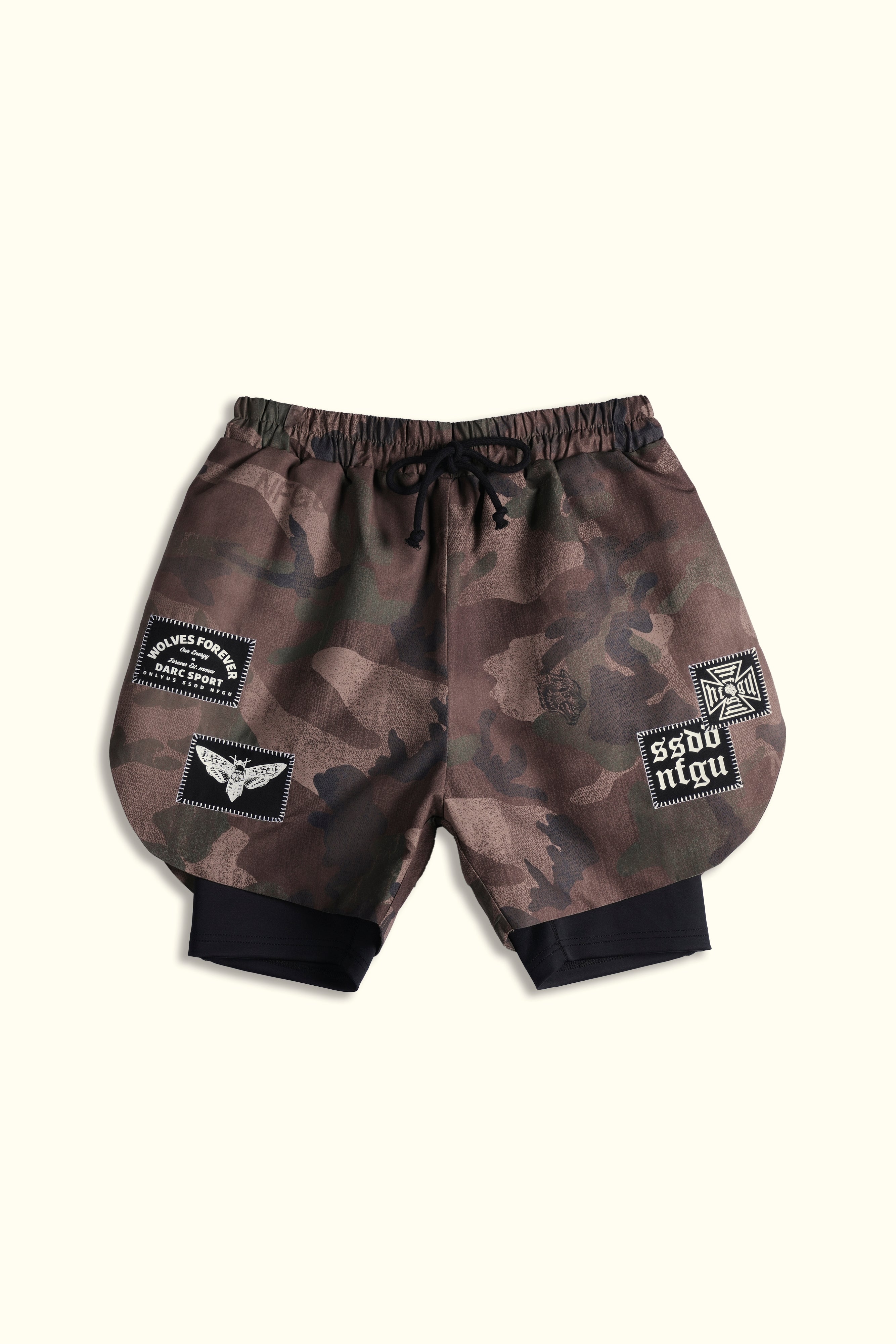 Core Patch Phantom Compression Shorts in Ohana Woodland Camo