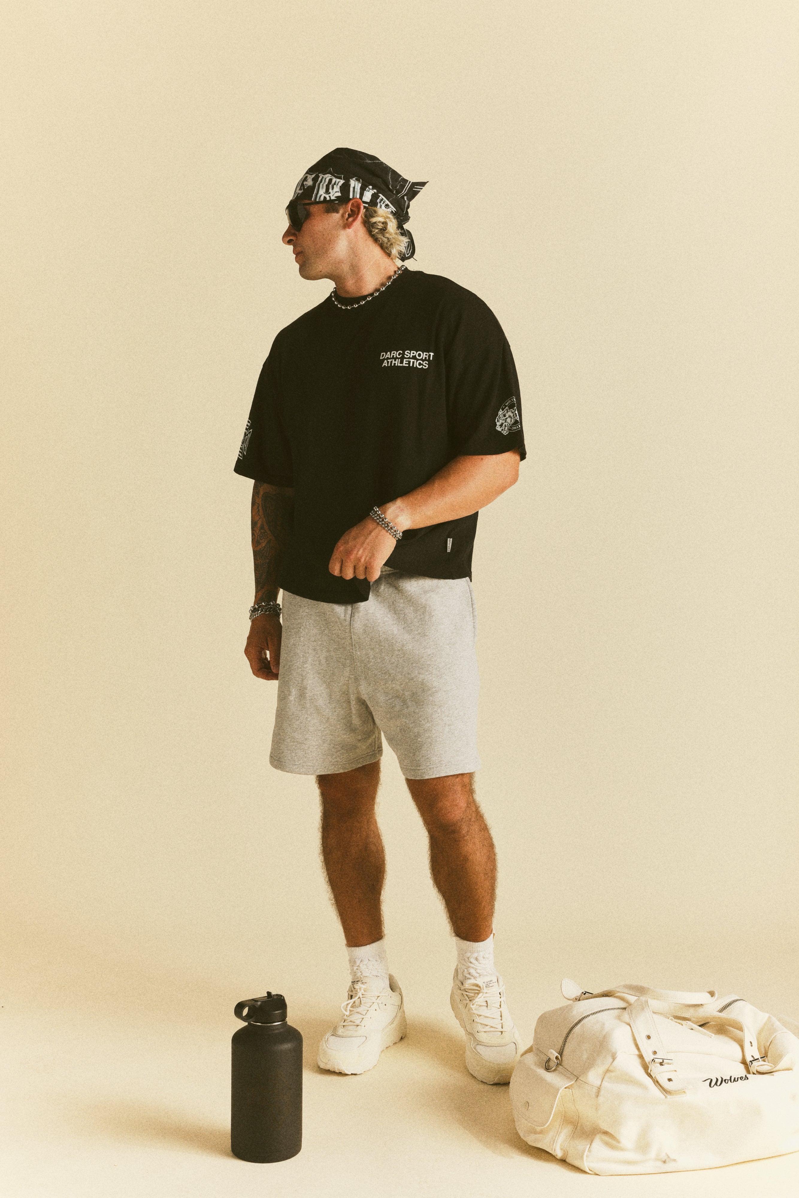 Just Wolves Oversized Post Lounge Sweat Shorts in Light Athletic Gray
