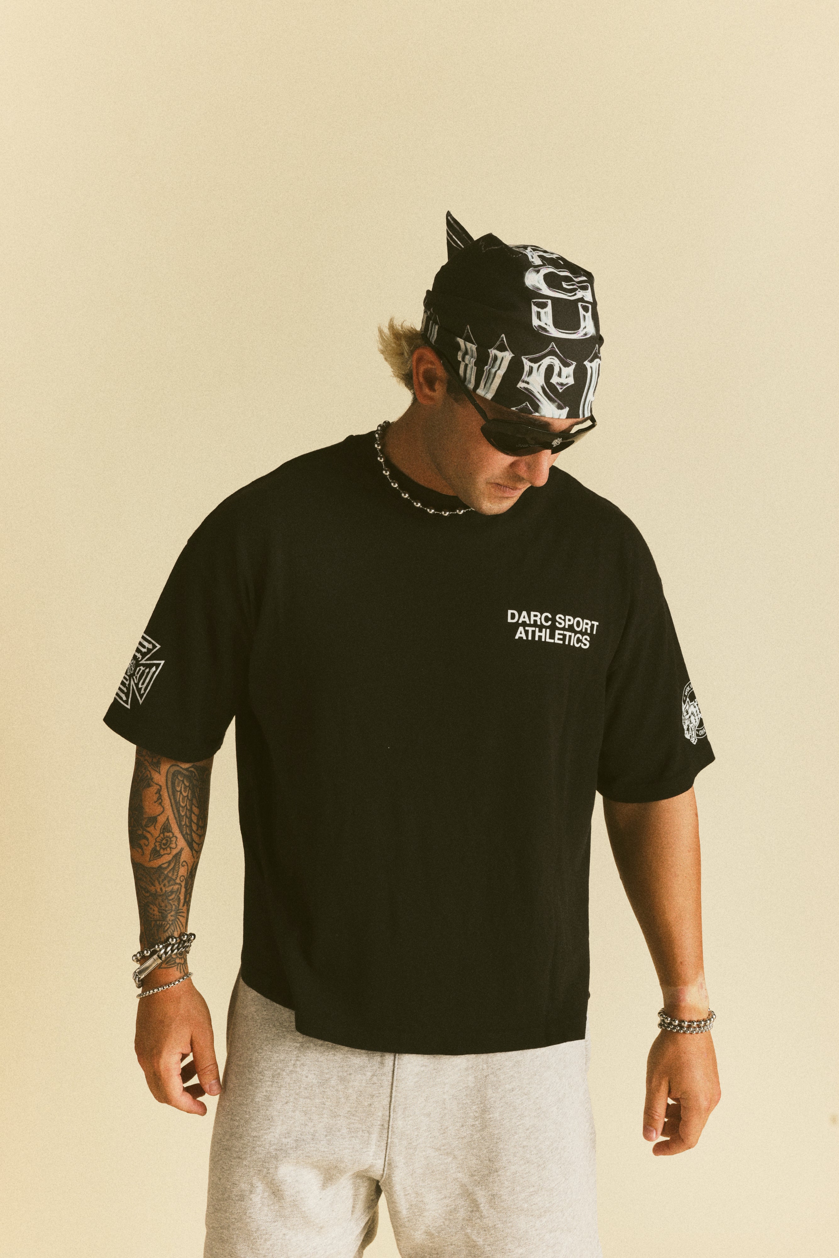 Forever Mark Premium Box Cut Tee in Black Sun Fade