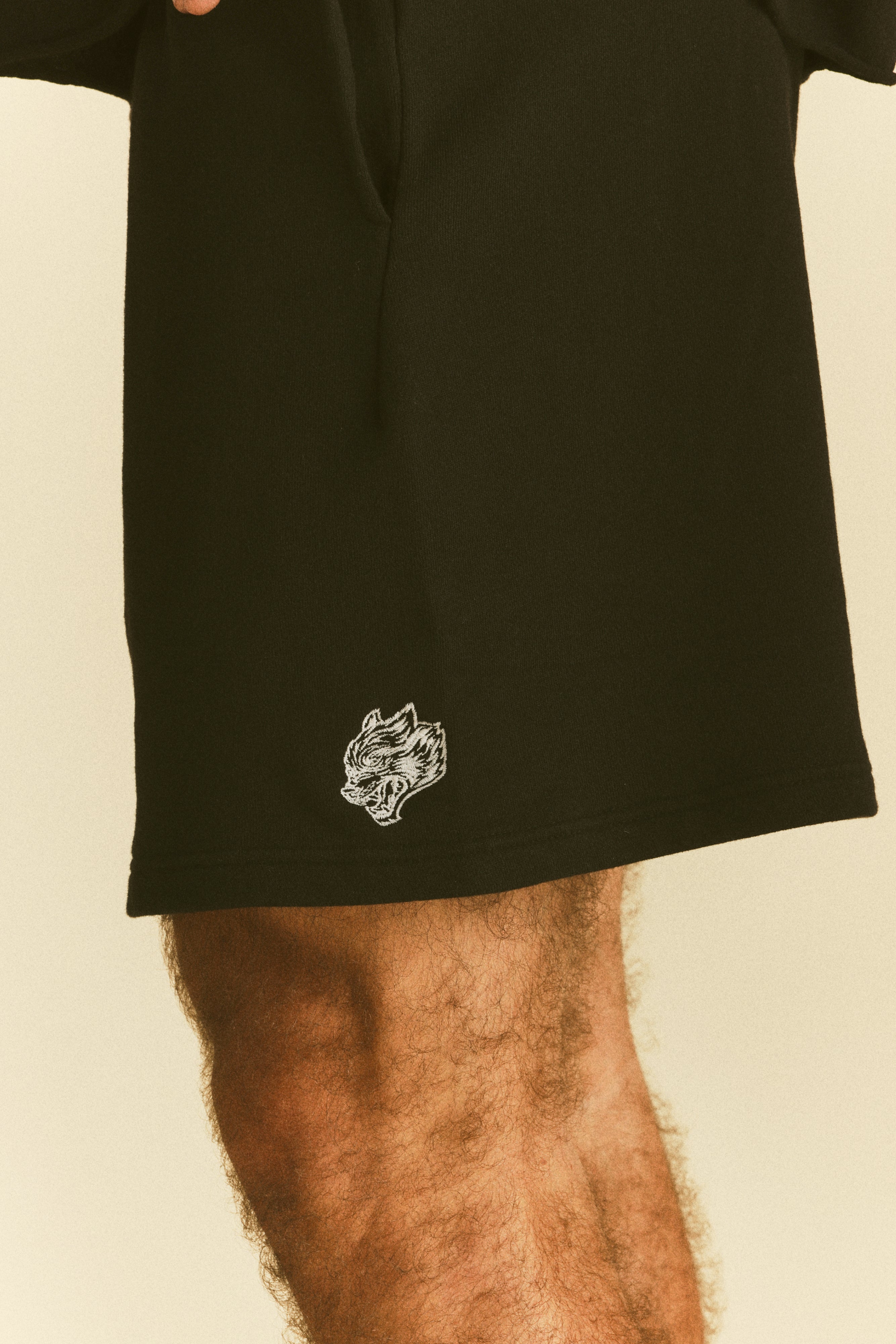 Dual Oversized Post Lounge Sweat Shorts in Black
