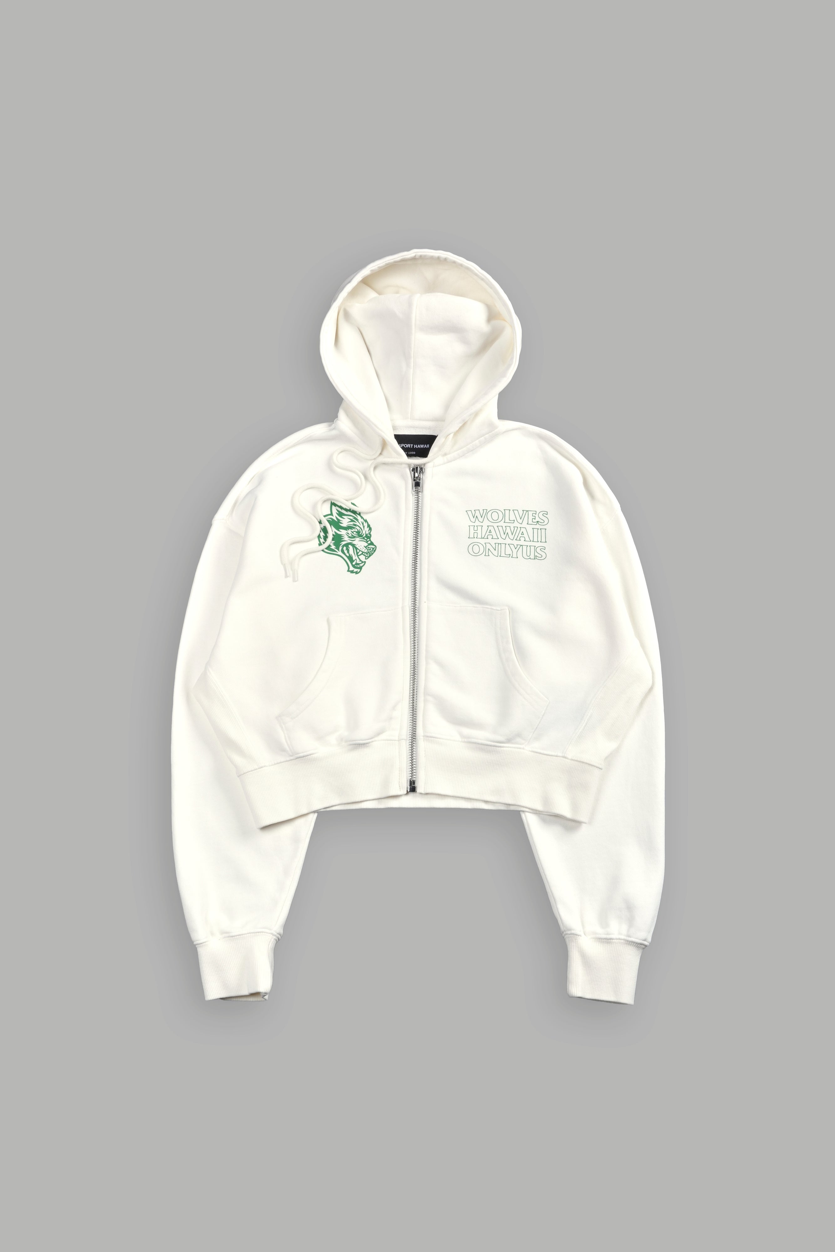 Only Us Hawaii "Sage" (Cropped) Zip Hoodie in Cream