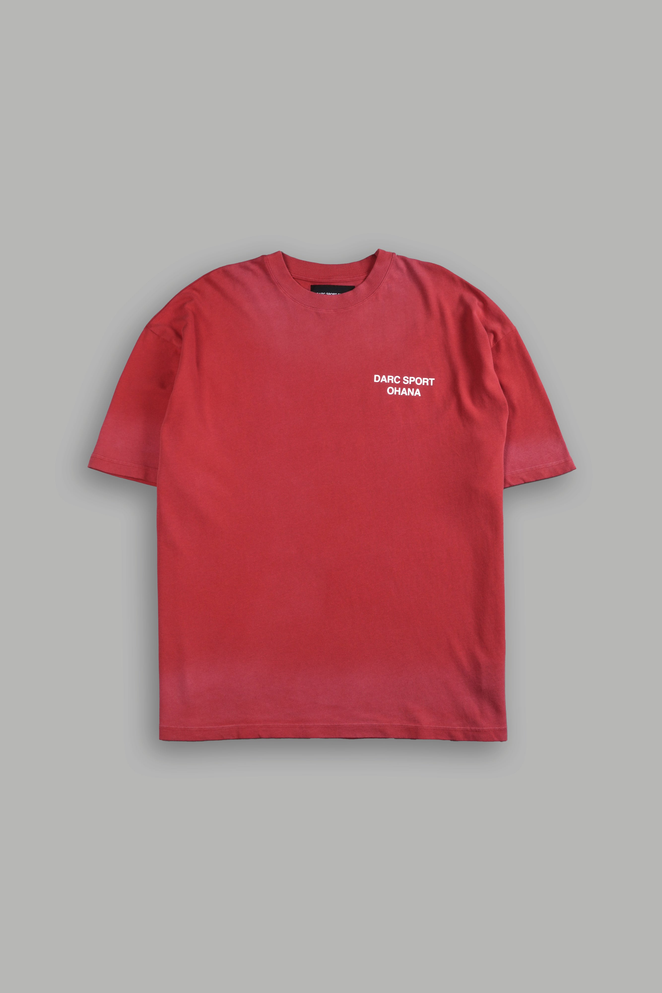 Darc Sport Ohana "Premium" Oversized Tee in Roman Red Drift Wash