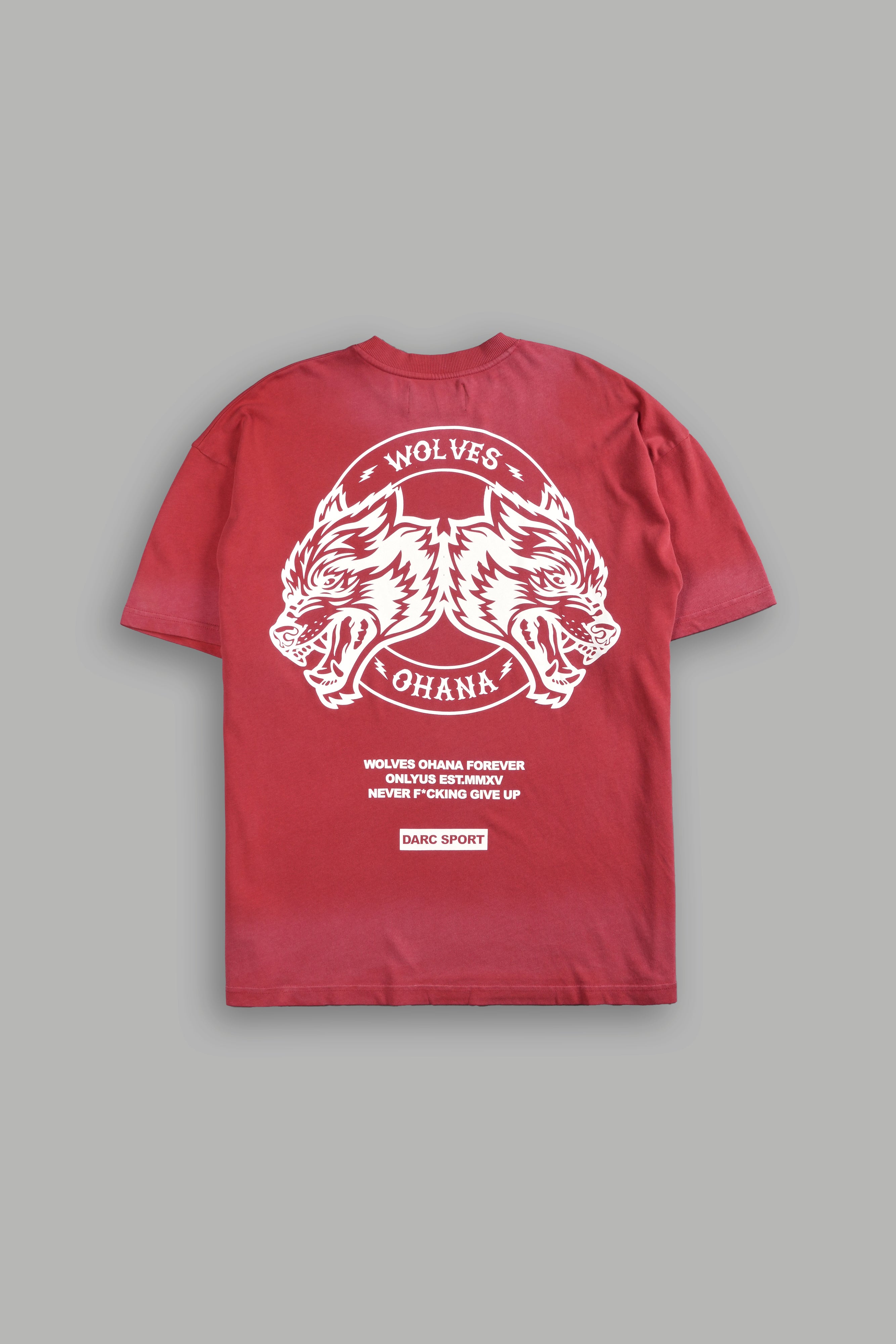 Wolves Ohana Forever "Premium" Oversized Tee in Roman Red Drift Wash