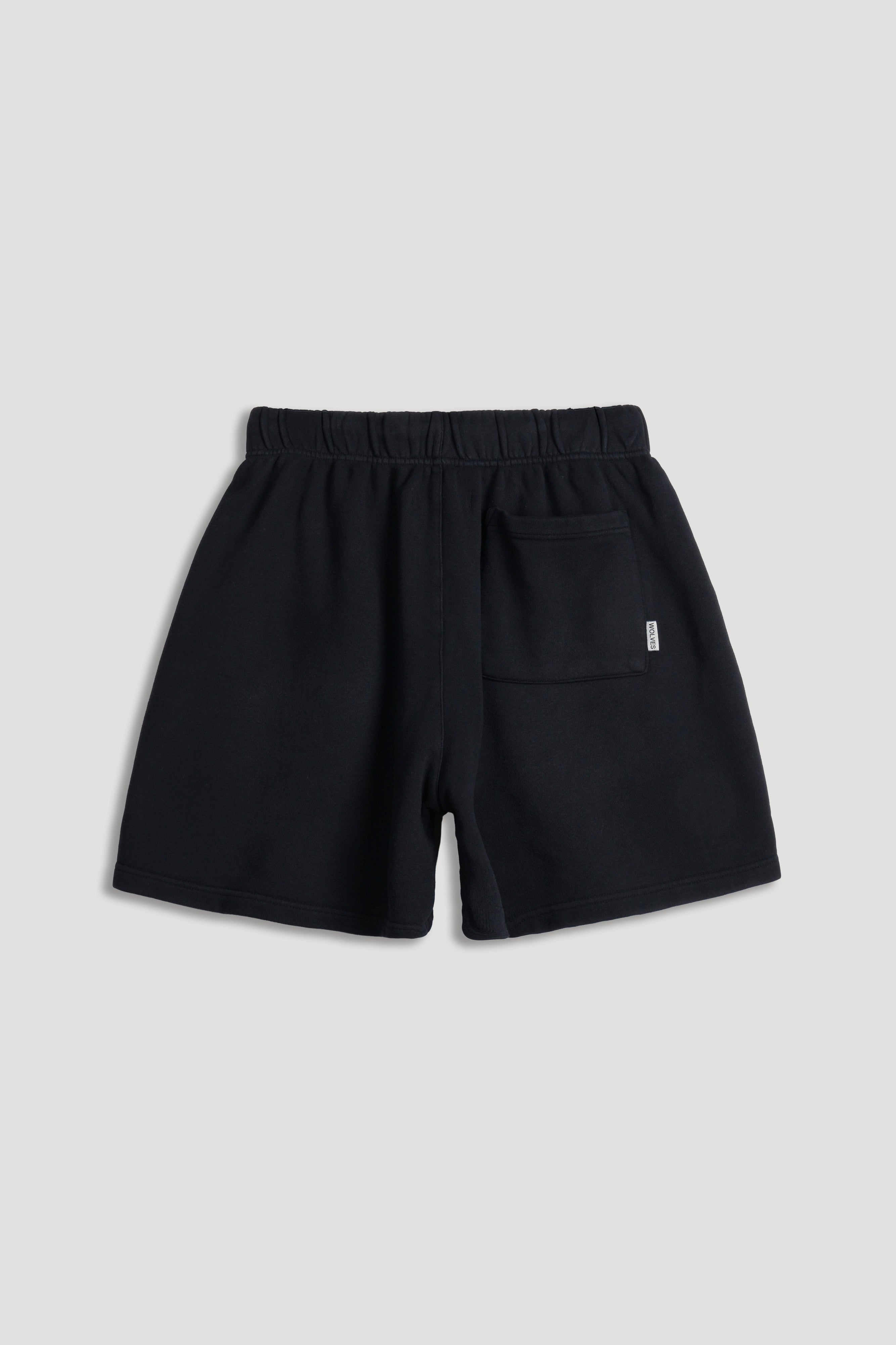 Dual Oversized Post Lounge Sweat Shorts in Black Sun Fade/Black