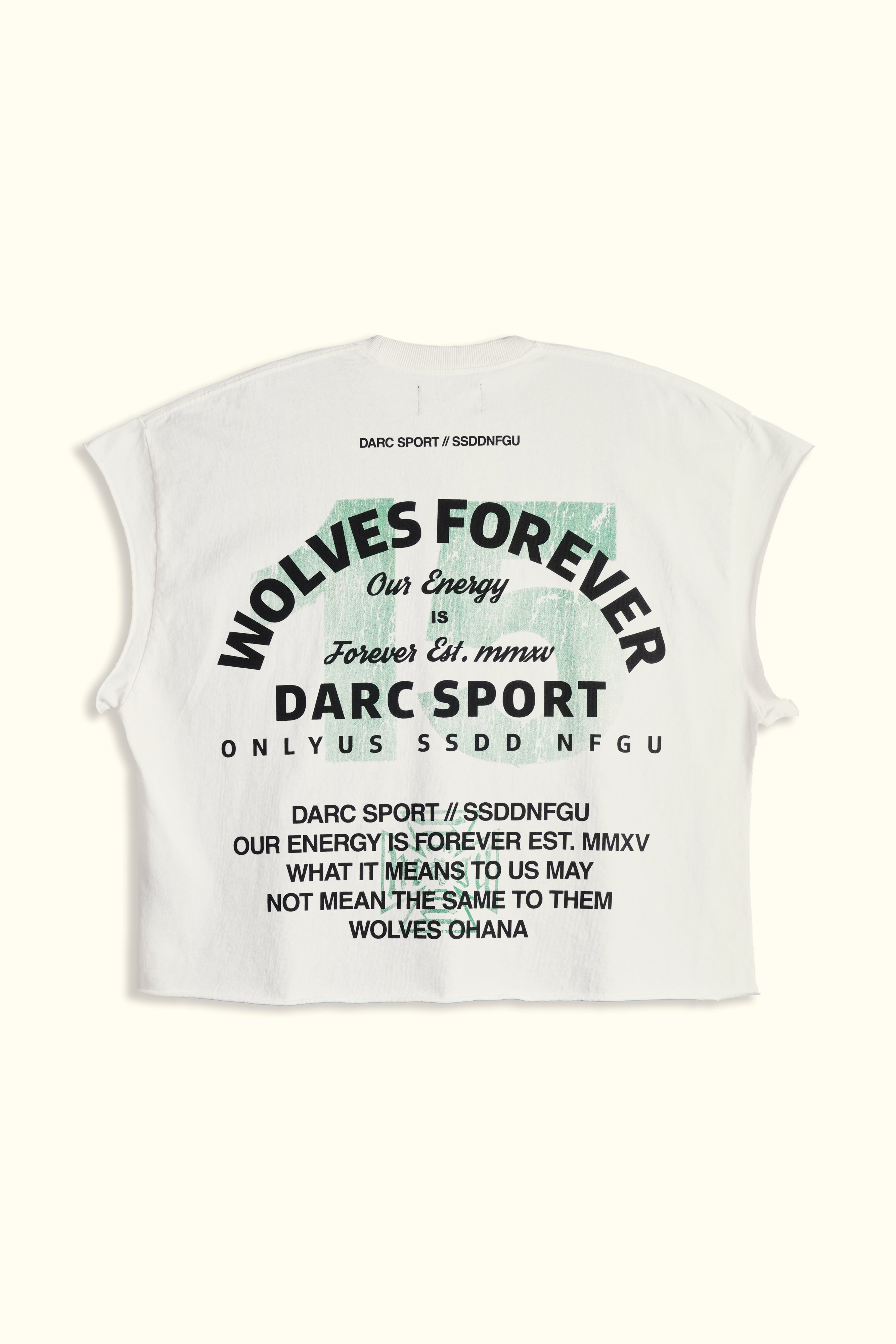 Ohana Energy "Grunge" Cut Off Tee in Cream