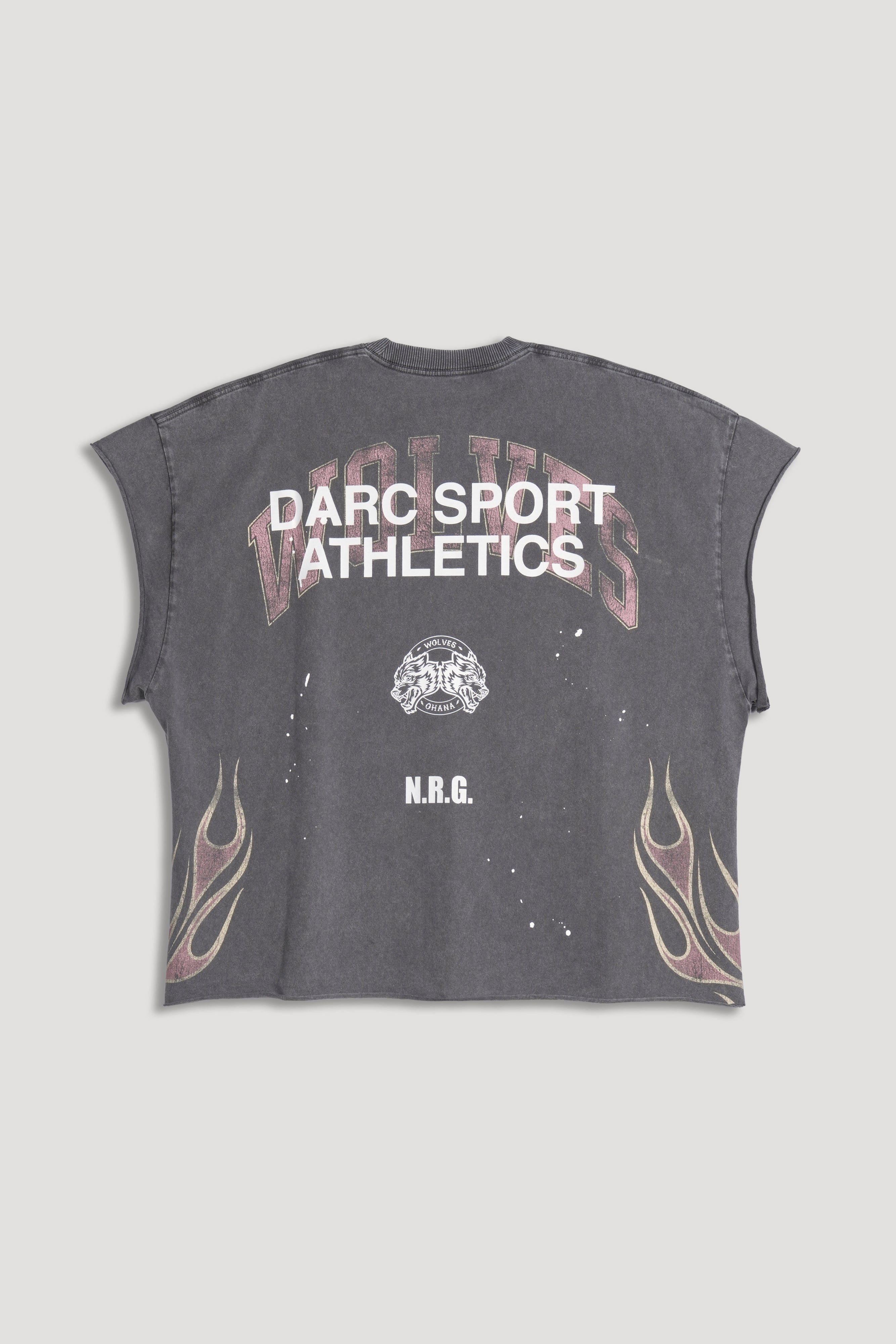 Hot Rod Grunge Cut-Off Mid Length Raw Hem Tee in Slate Gray