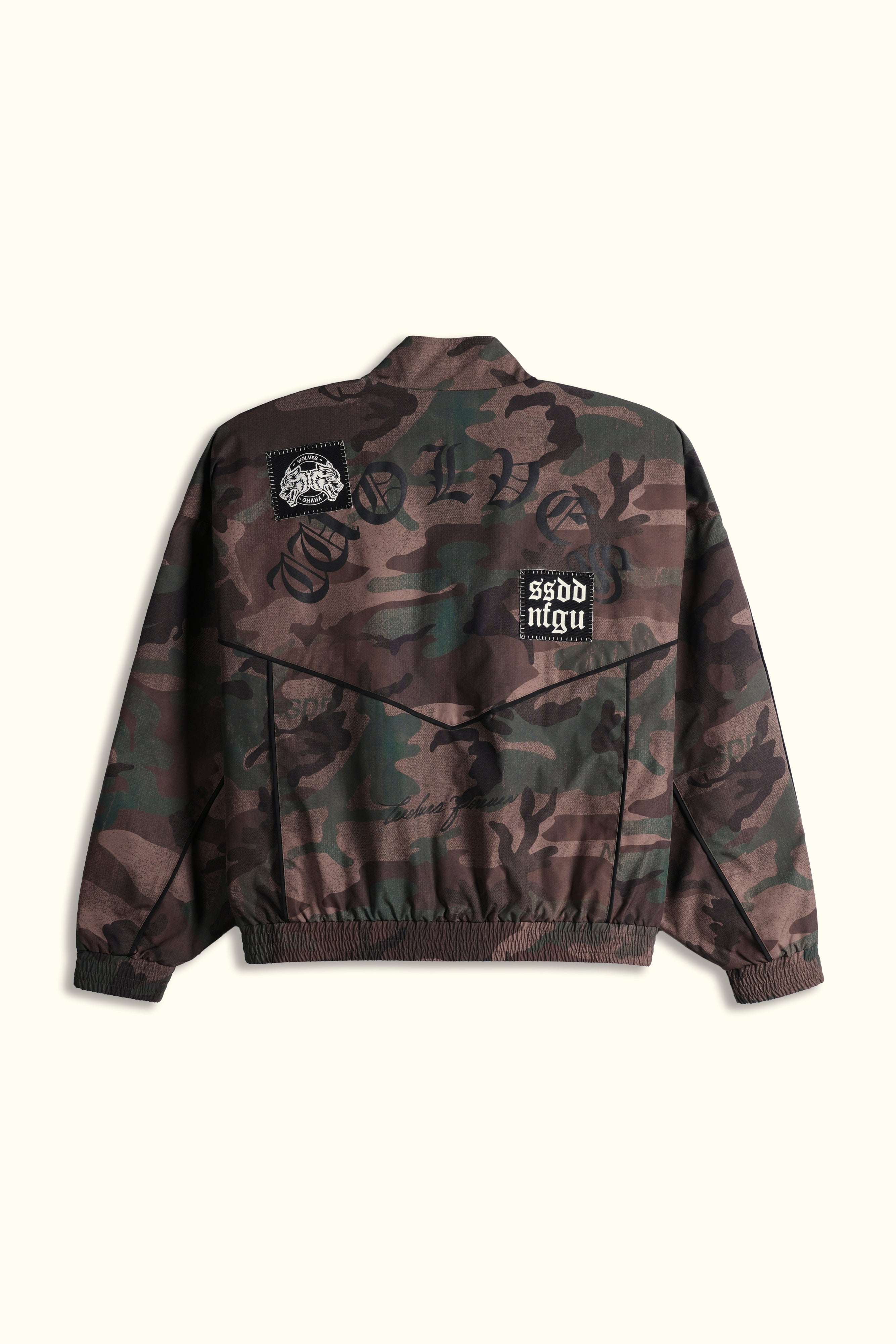 Chopper Core Applique Quinn Track Jacket in Ohana Woodland Camo