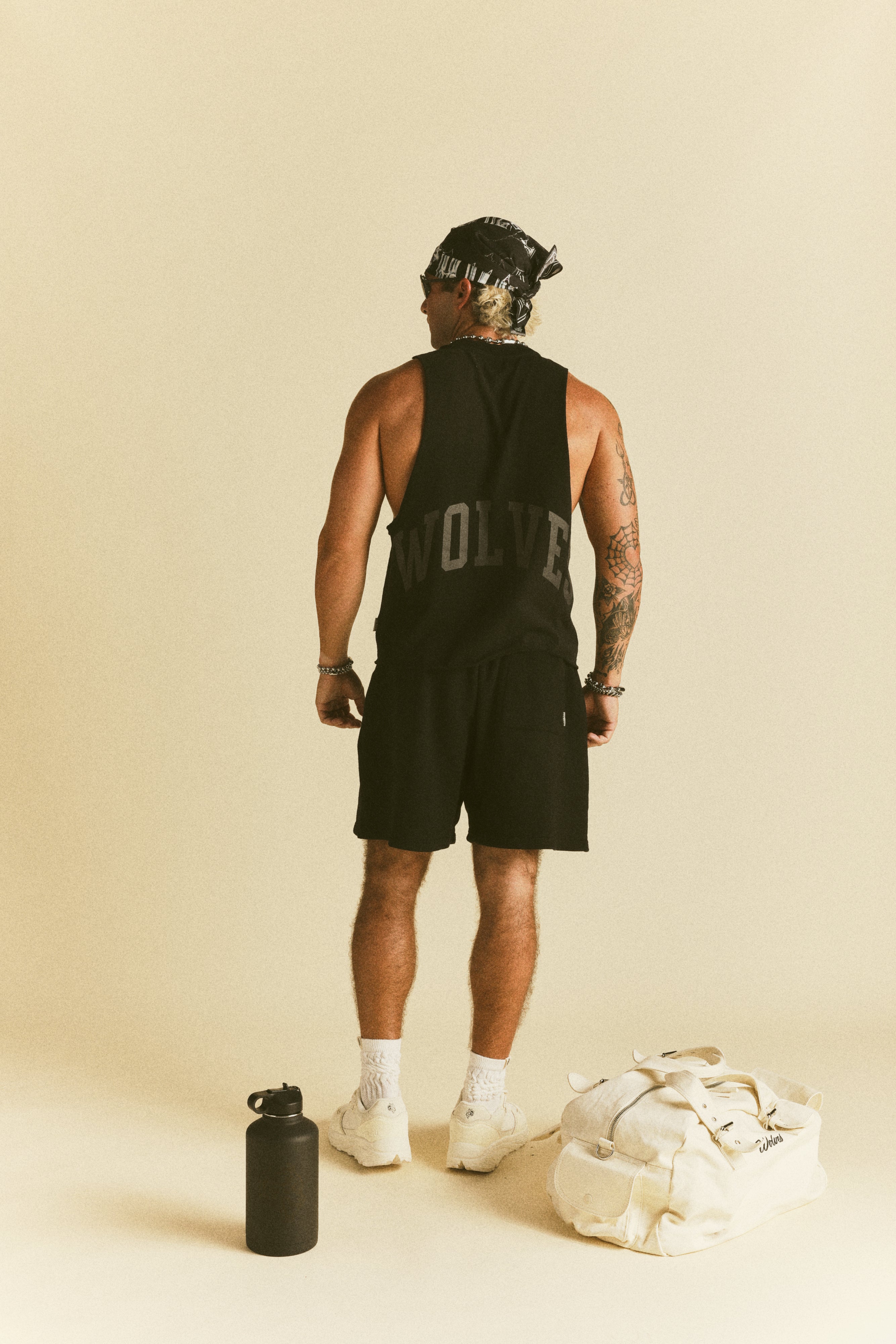 Loyalty Forever Grunge Raw Cropped "Tommy" Muscle Tee in Black Sun Fade/Black