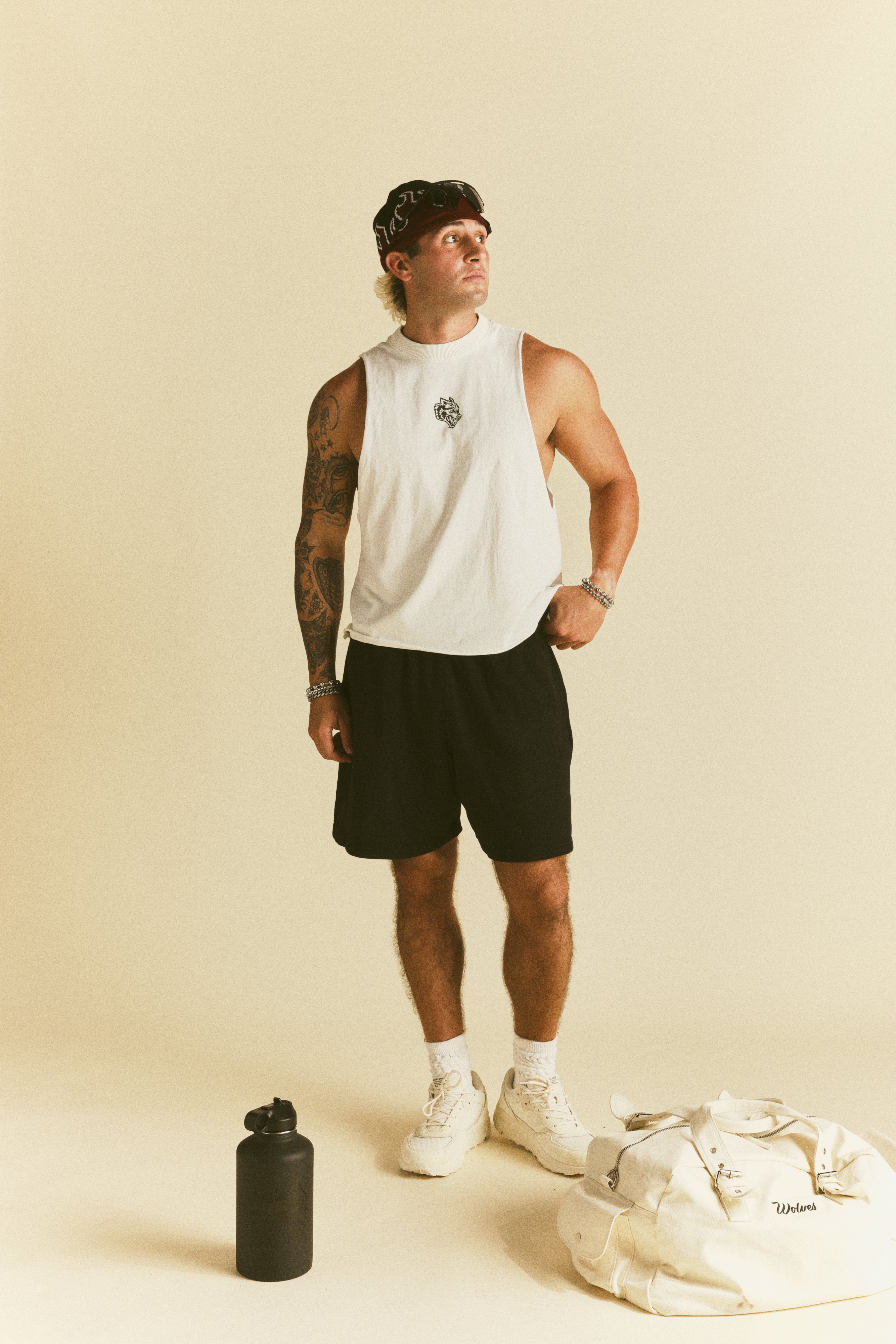 Loyalty Forever Grunge Raw Cropped "Tommy" Muscle Tee in Cream