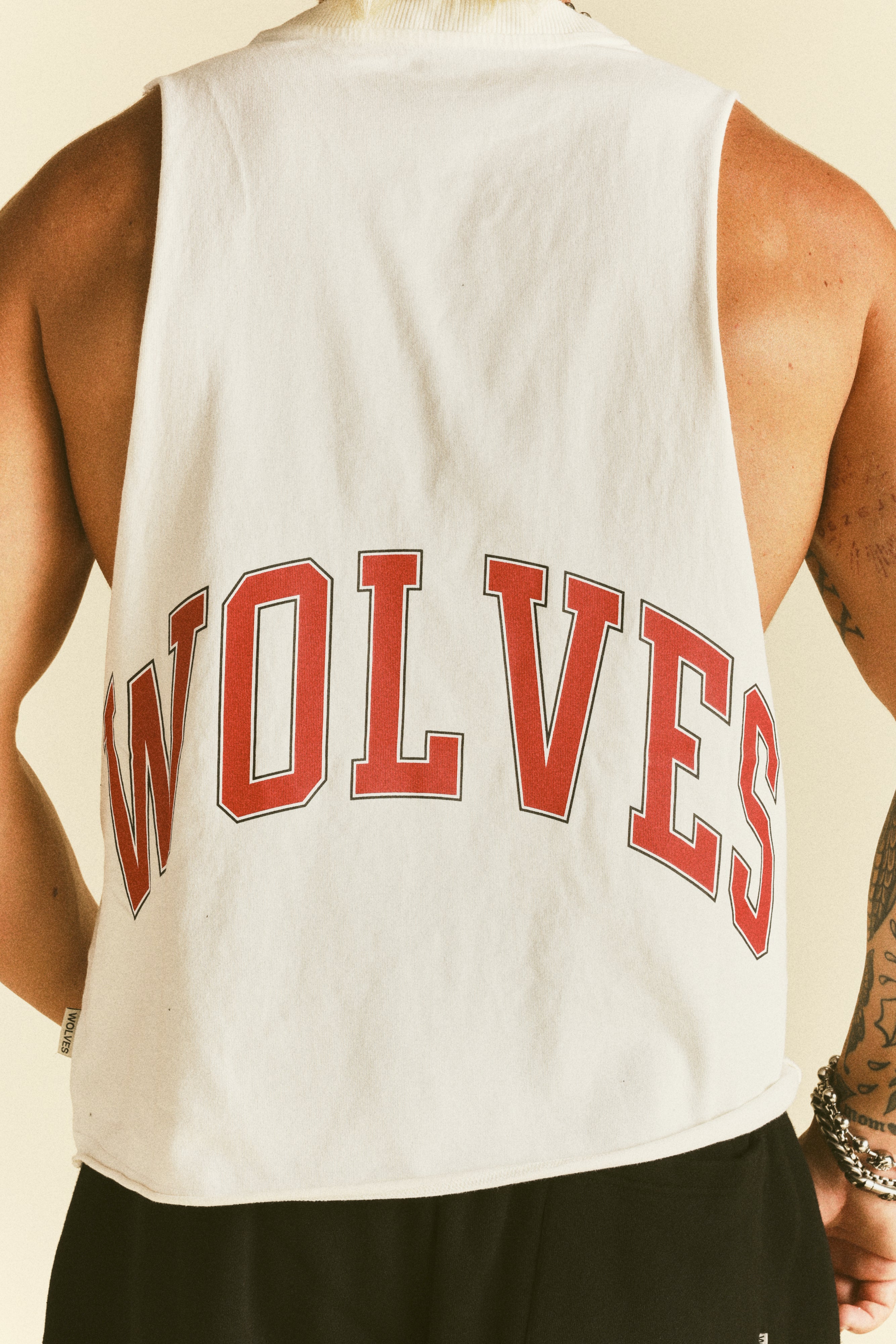 Loyalty Forever Grunge Raw Cropped "Tommy" Muscle Tee in Cream