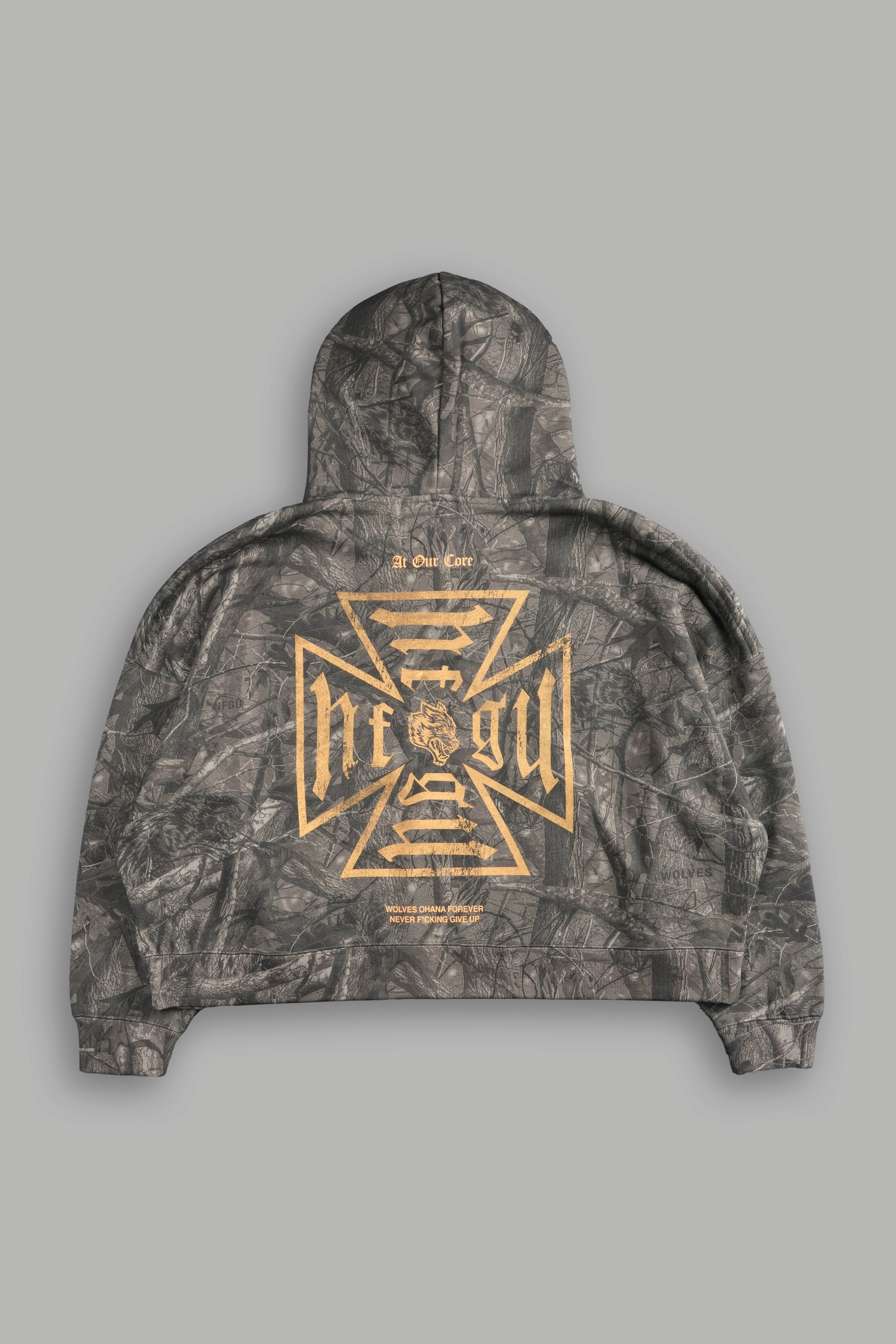 Loyal To The Core "Gage Box Cut" Grunge Hoodie in Dusk Moss Driftwood Forest Camo