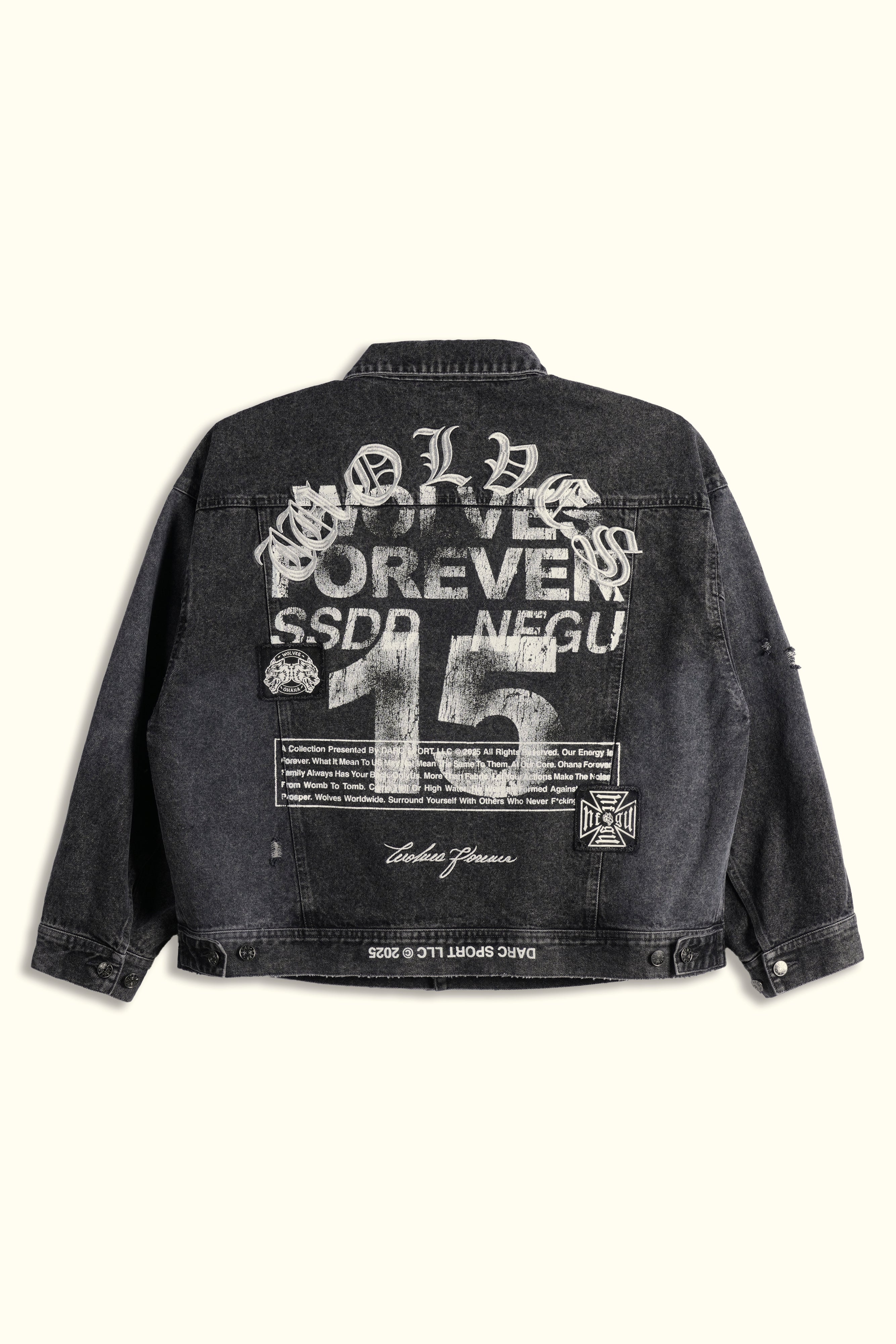 Wolves Core Patch Jax Denim Jacket in Storm Black