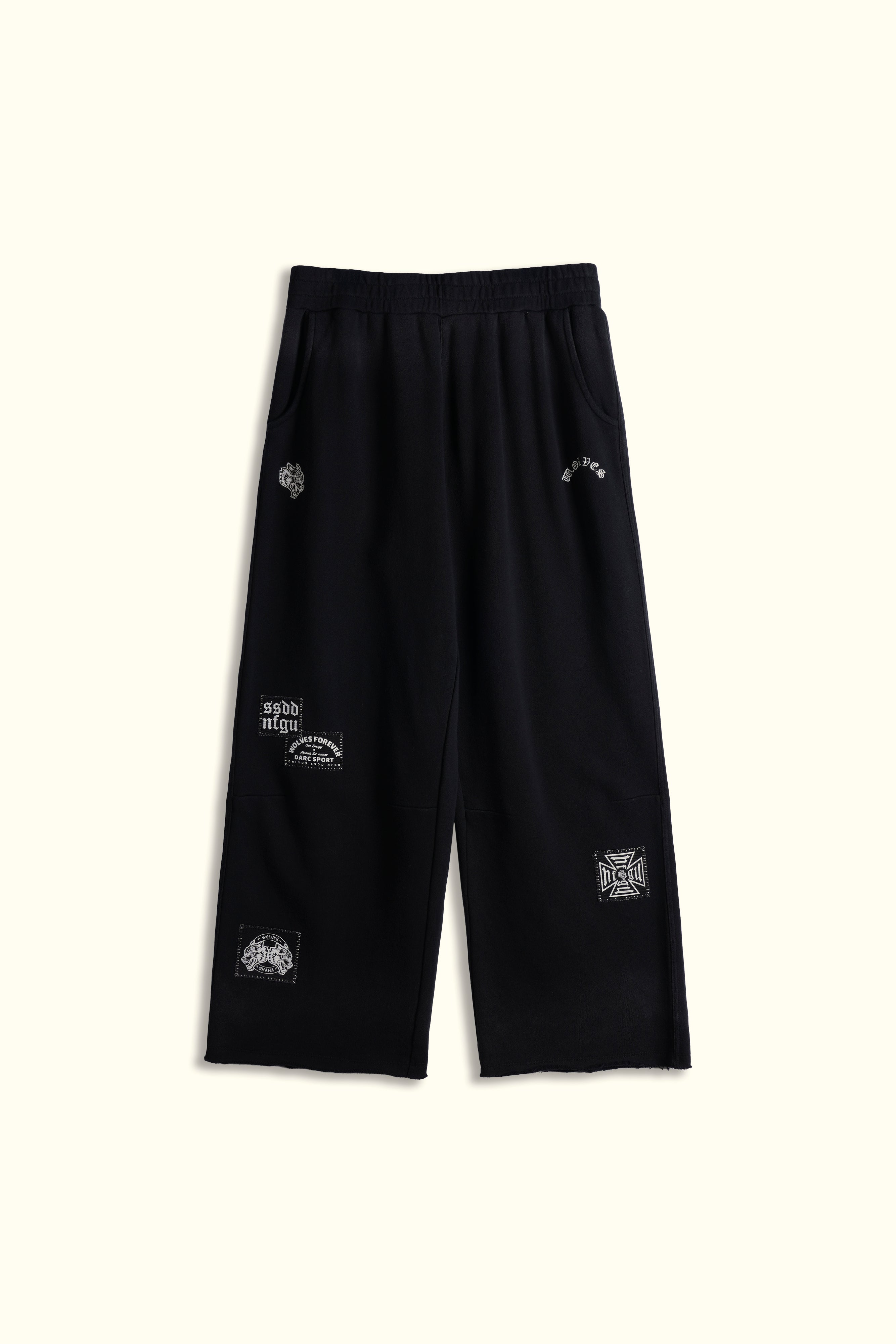 Chopper Patch Moaty Sweat Pants in Black Drift Wash