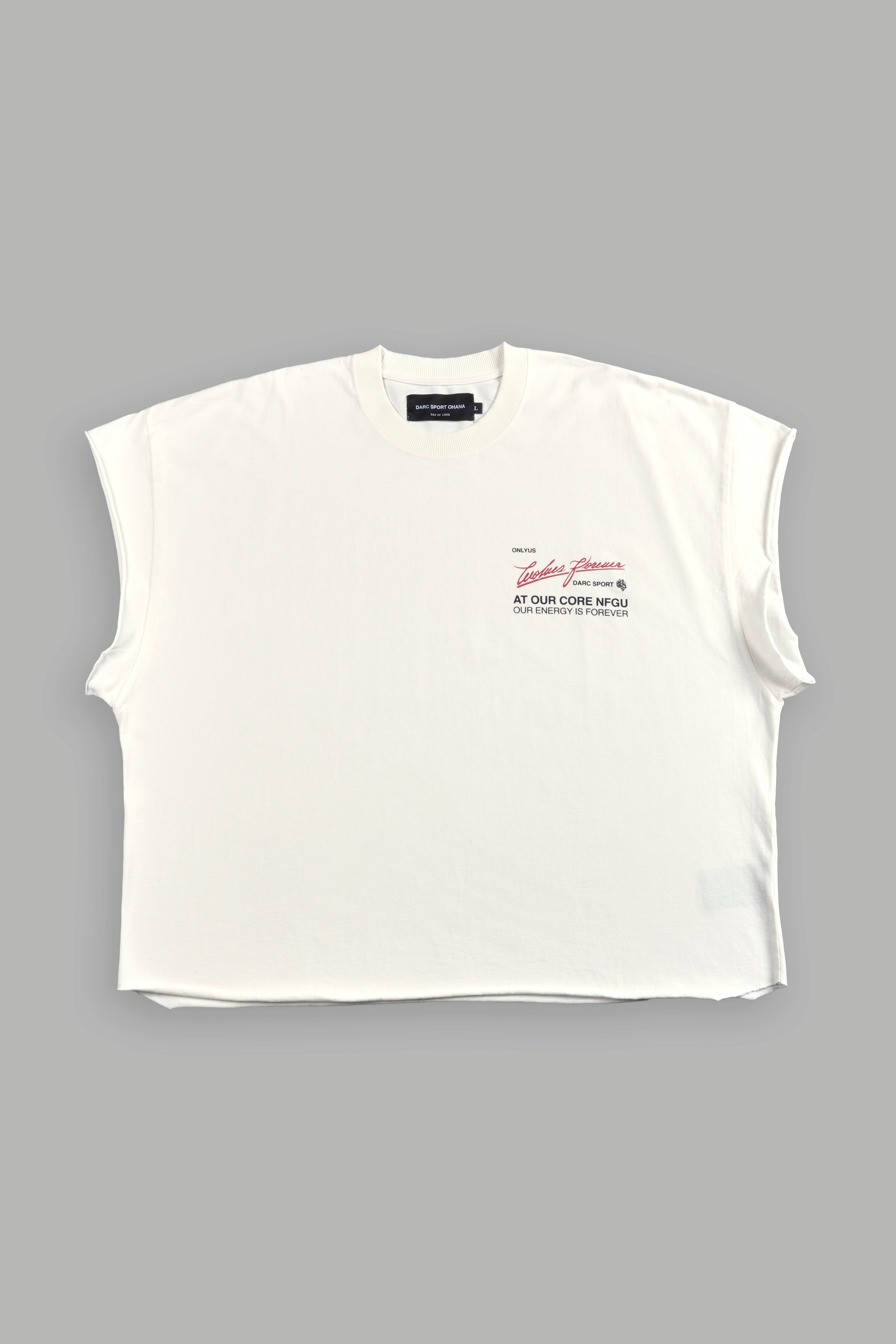 At Our Core "Grunge" Cut Off Tee in Cream