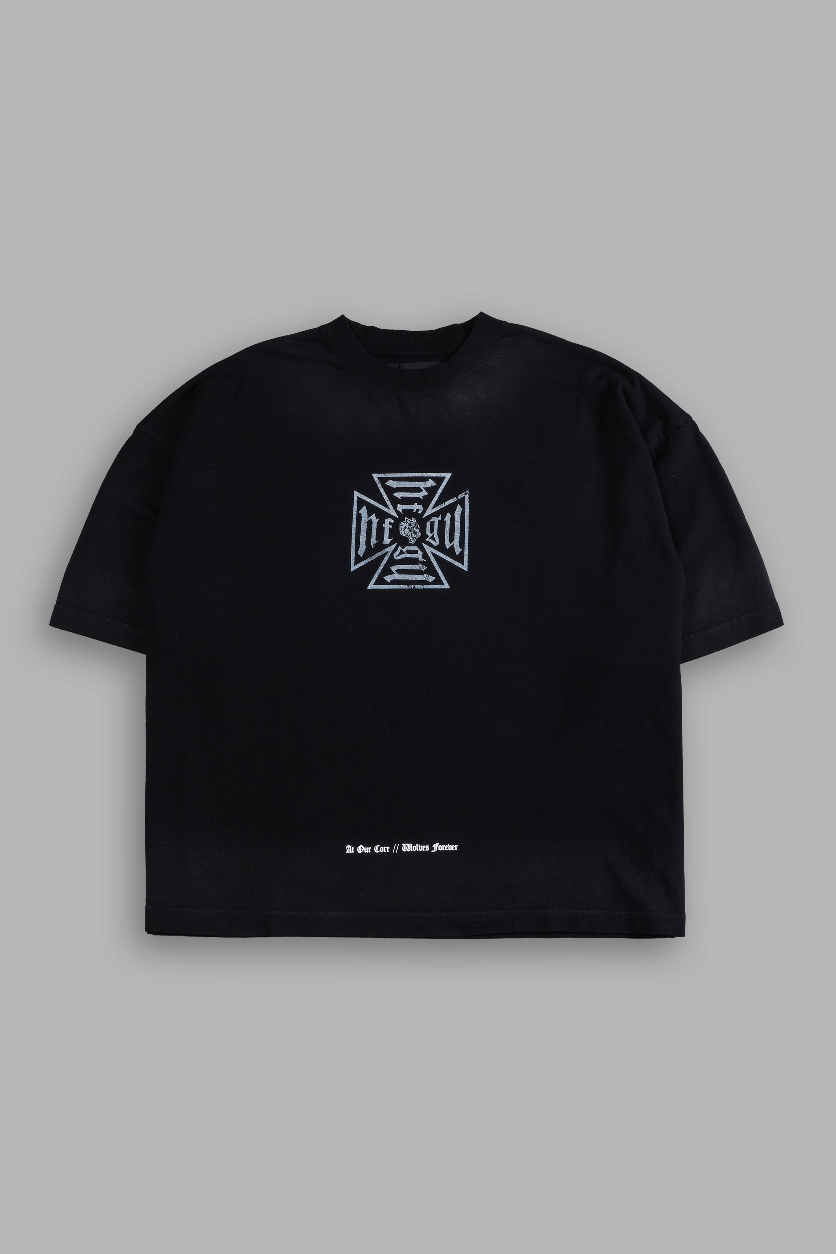 Loyal to the Core Grunge Box Cut Tee in Black Drift Wash