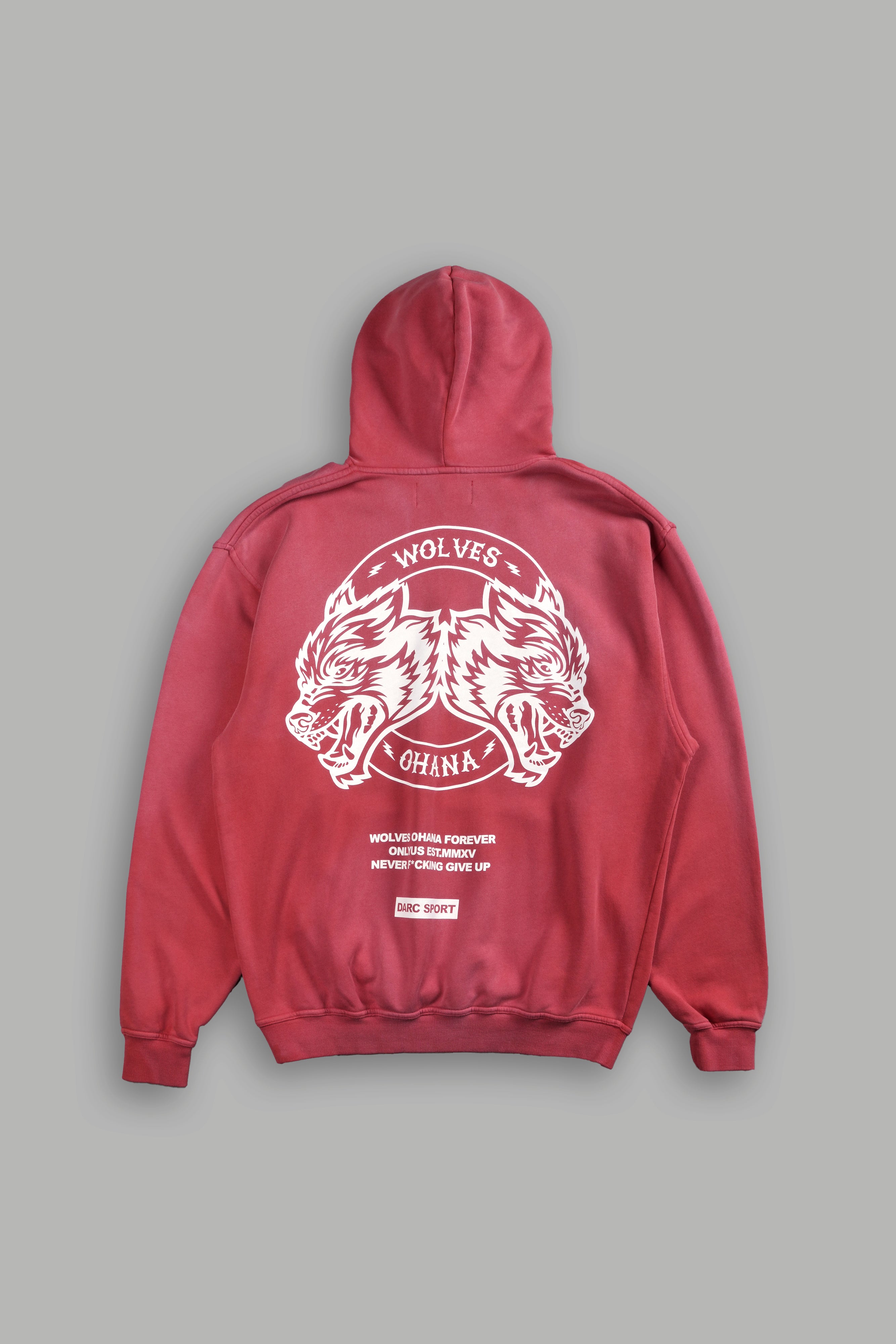Wolves Ohana Forever "Pierce" Hoodie in Roman Red Drift Wash