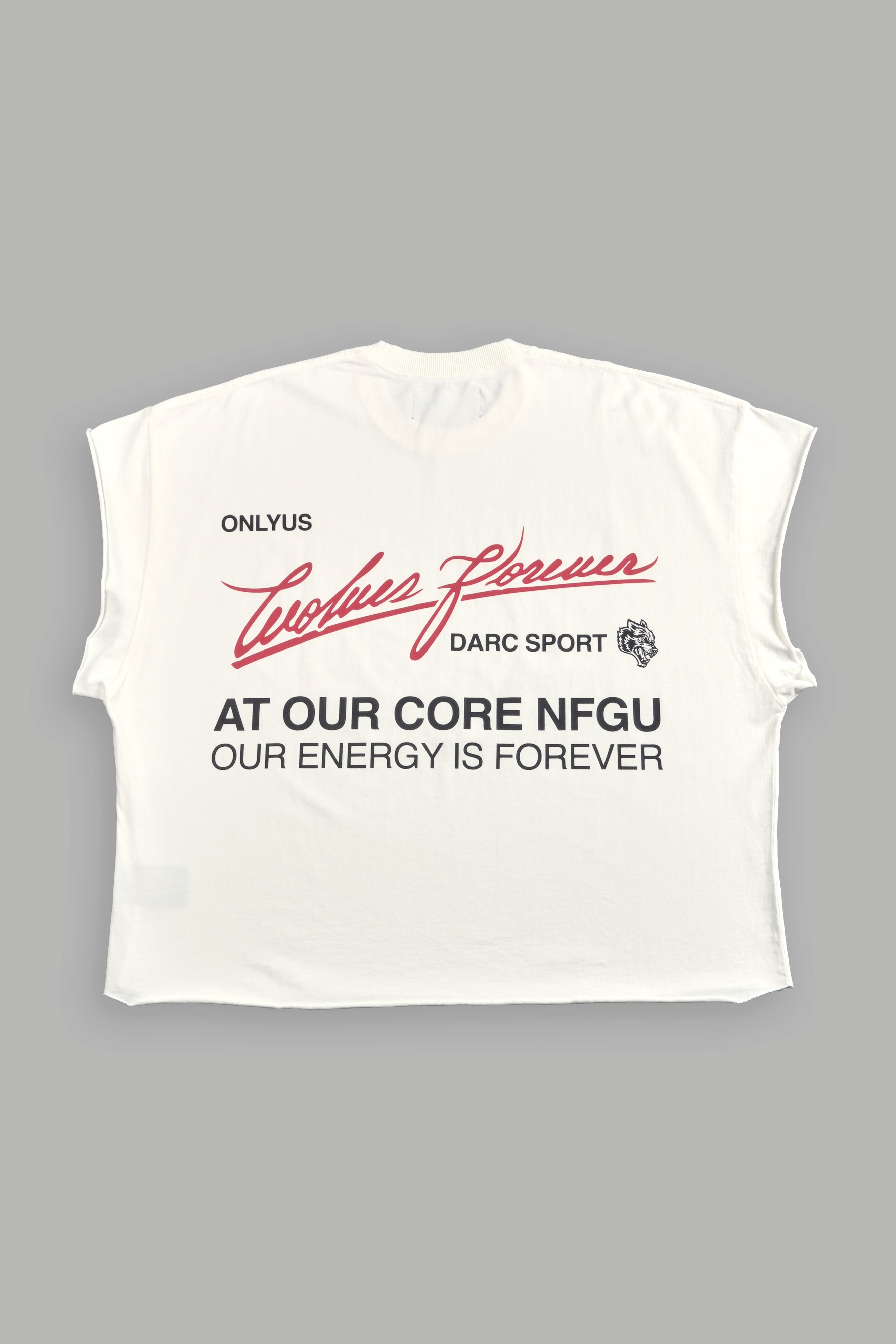 At Our Core "Grunge" Cut Off Tee in Cream