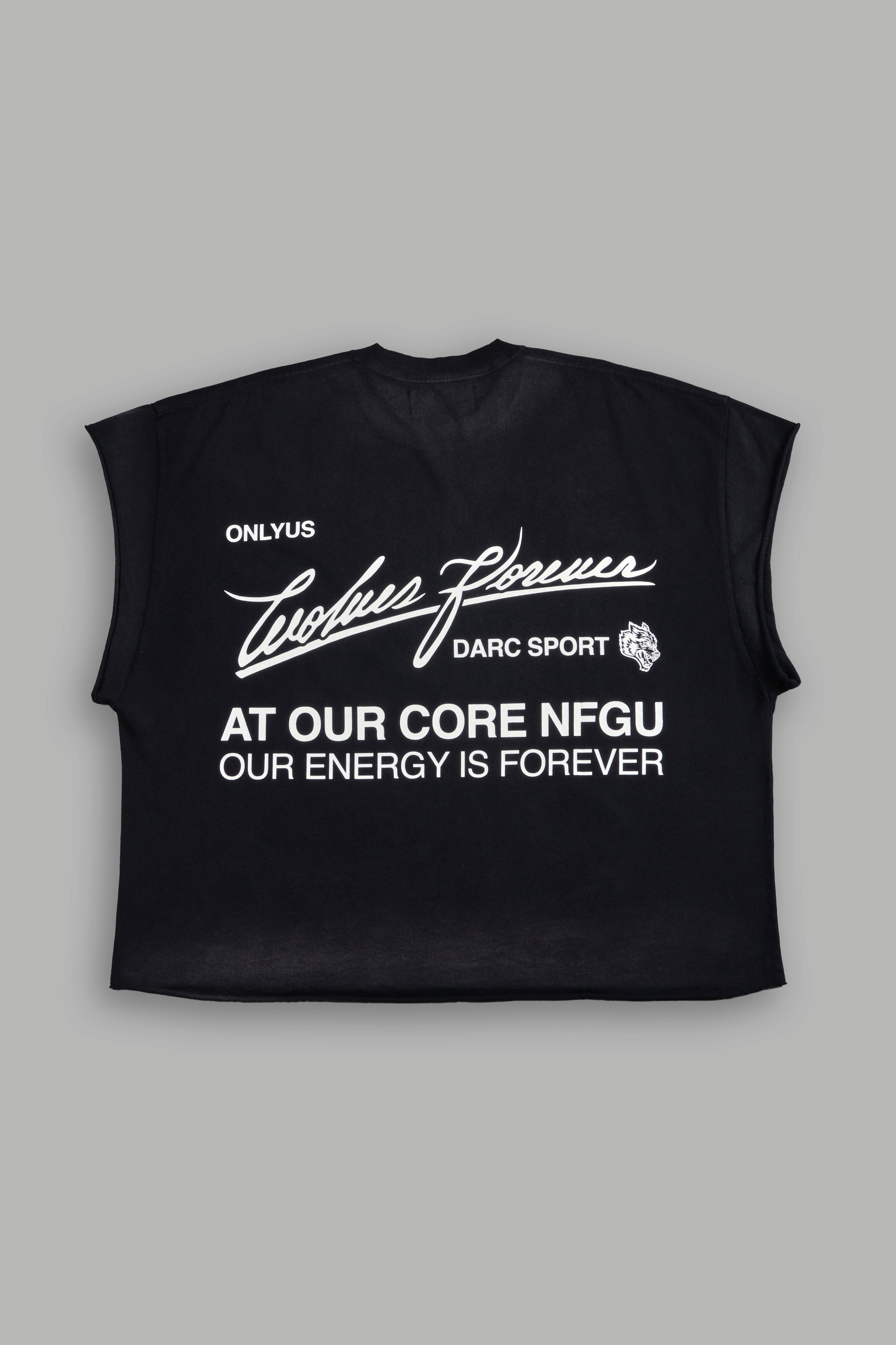 At Our Core "Grunge" Cut Off Tee in Black Drift Wash