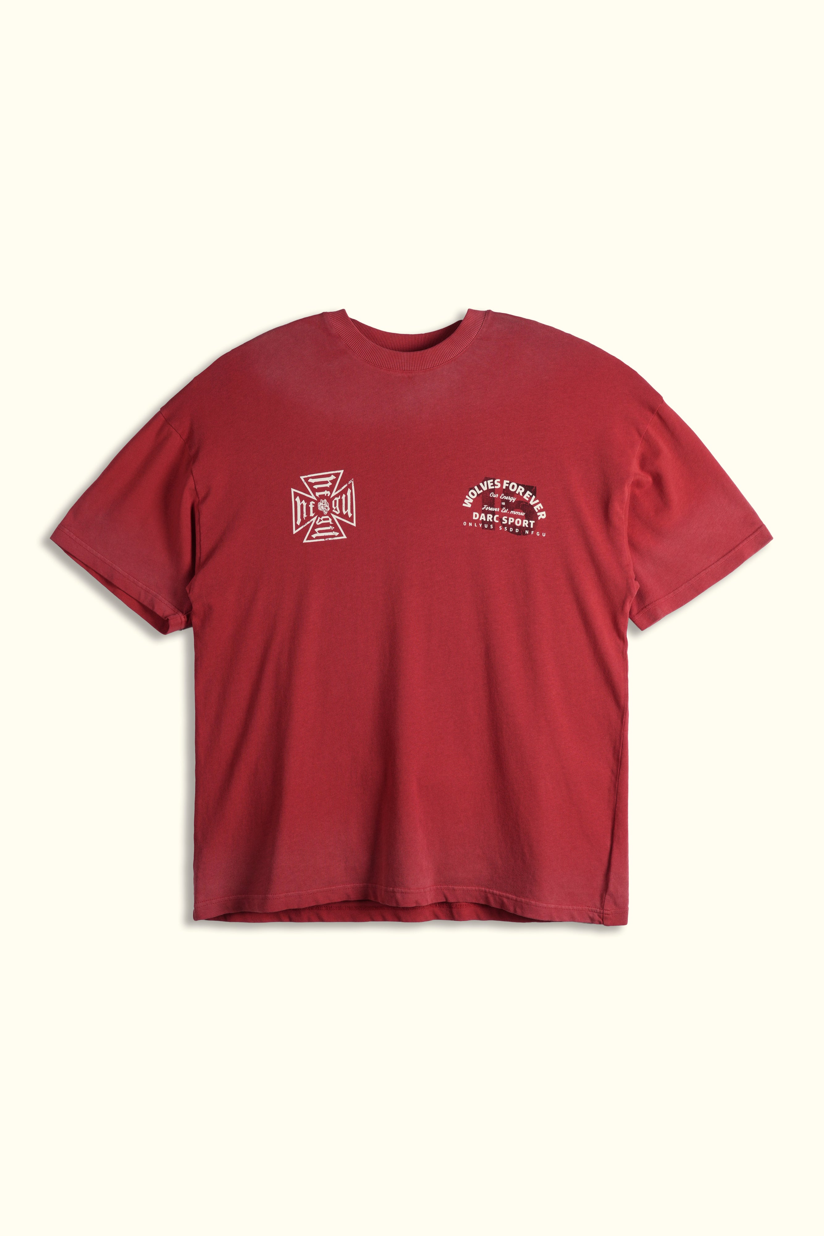 Ohana Energy "Premium" Oversized Tee in Roman Red Drift Wash