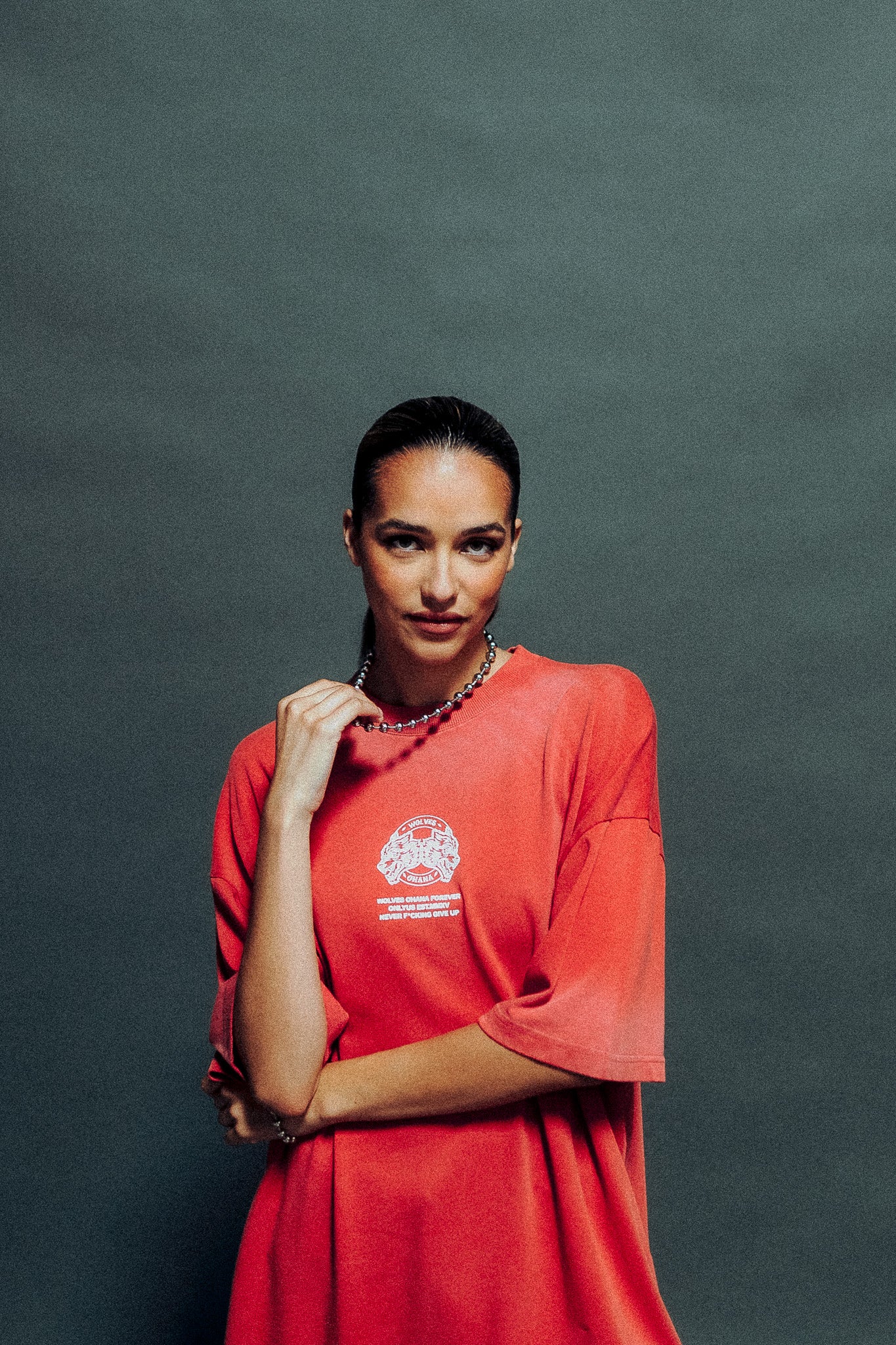 Wolves Ohana Forever "Premium" Oversized Tee in Roman Red Drift Wash