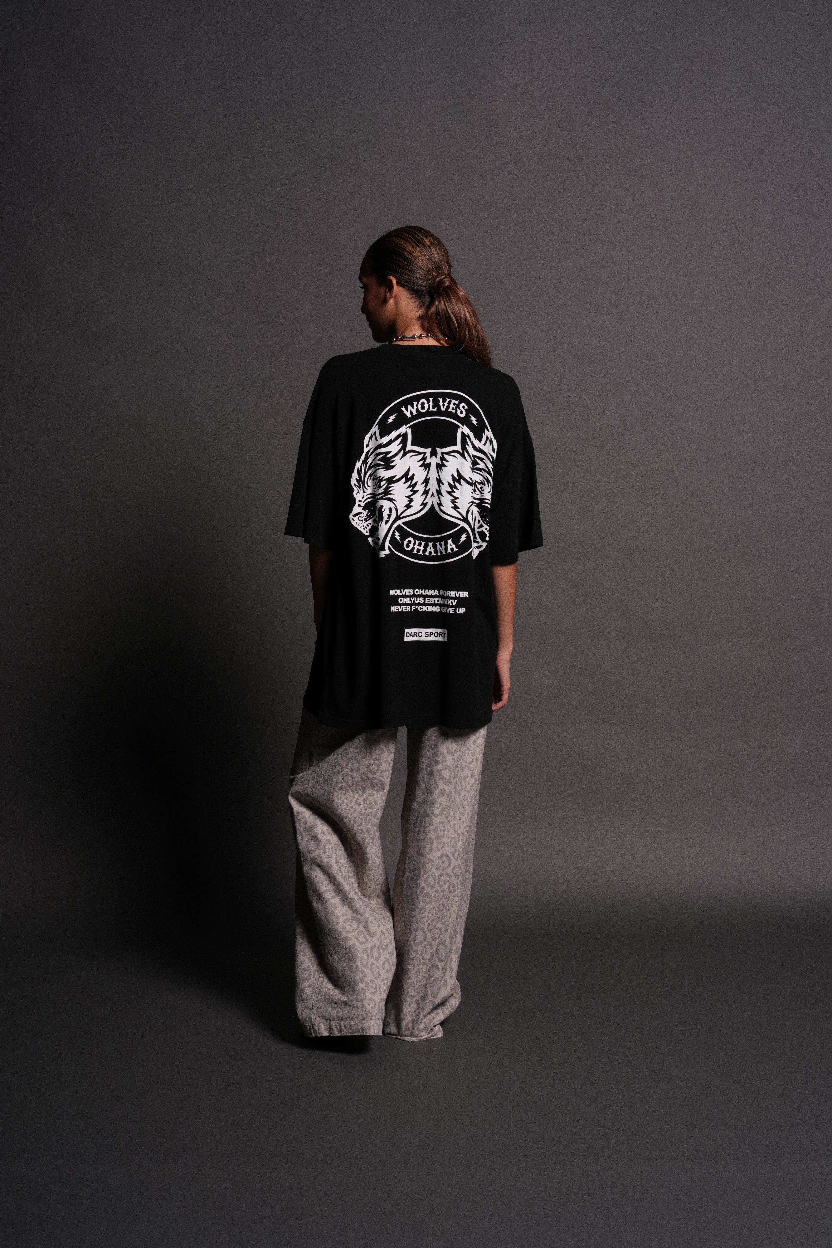Wolves Ohana Forever "Premium" Oversized Tee in Black
