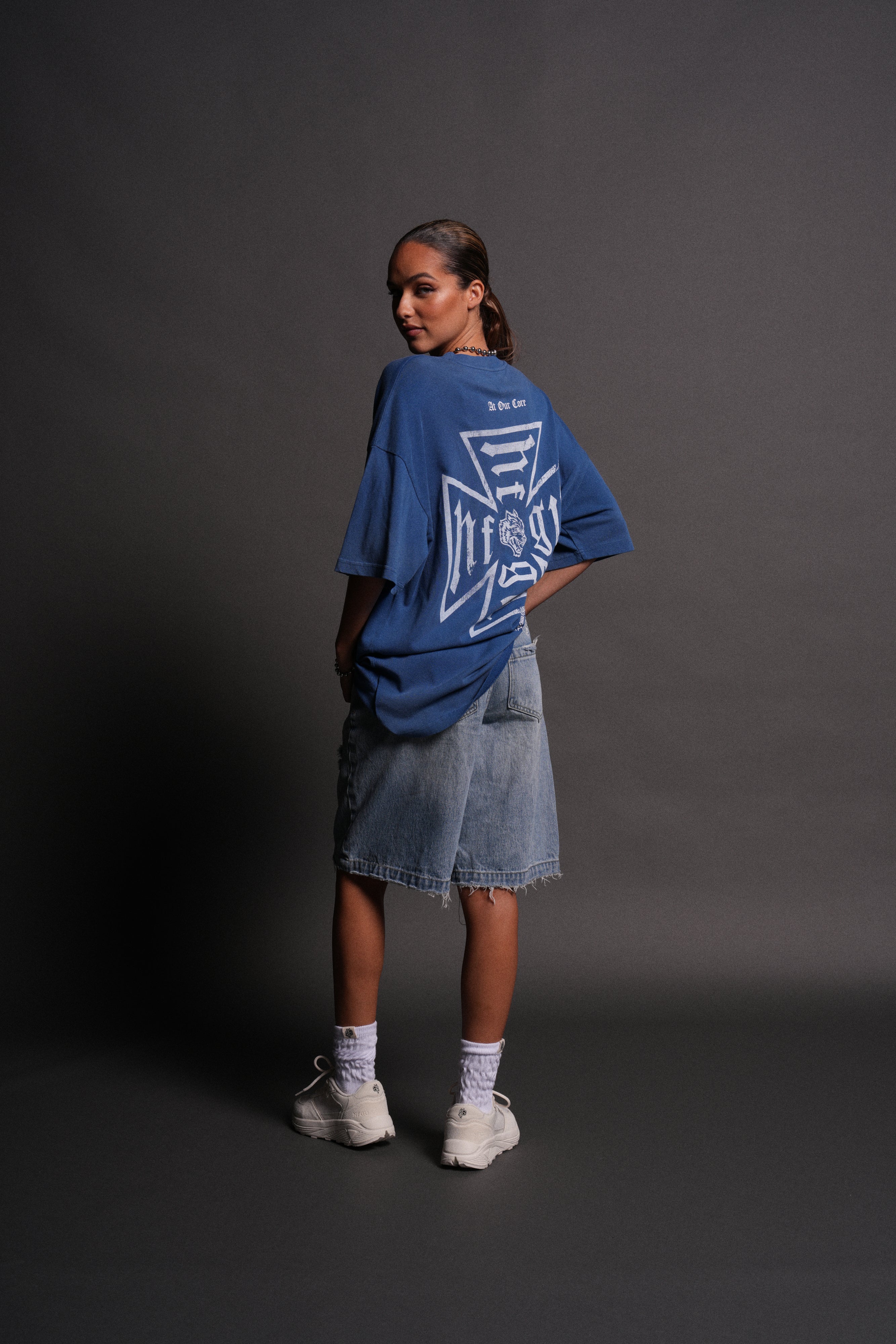 Loyal to the Core "Premium" Oversized Tee in Darc Cobalt Drift Wash