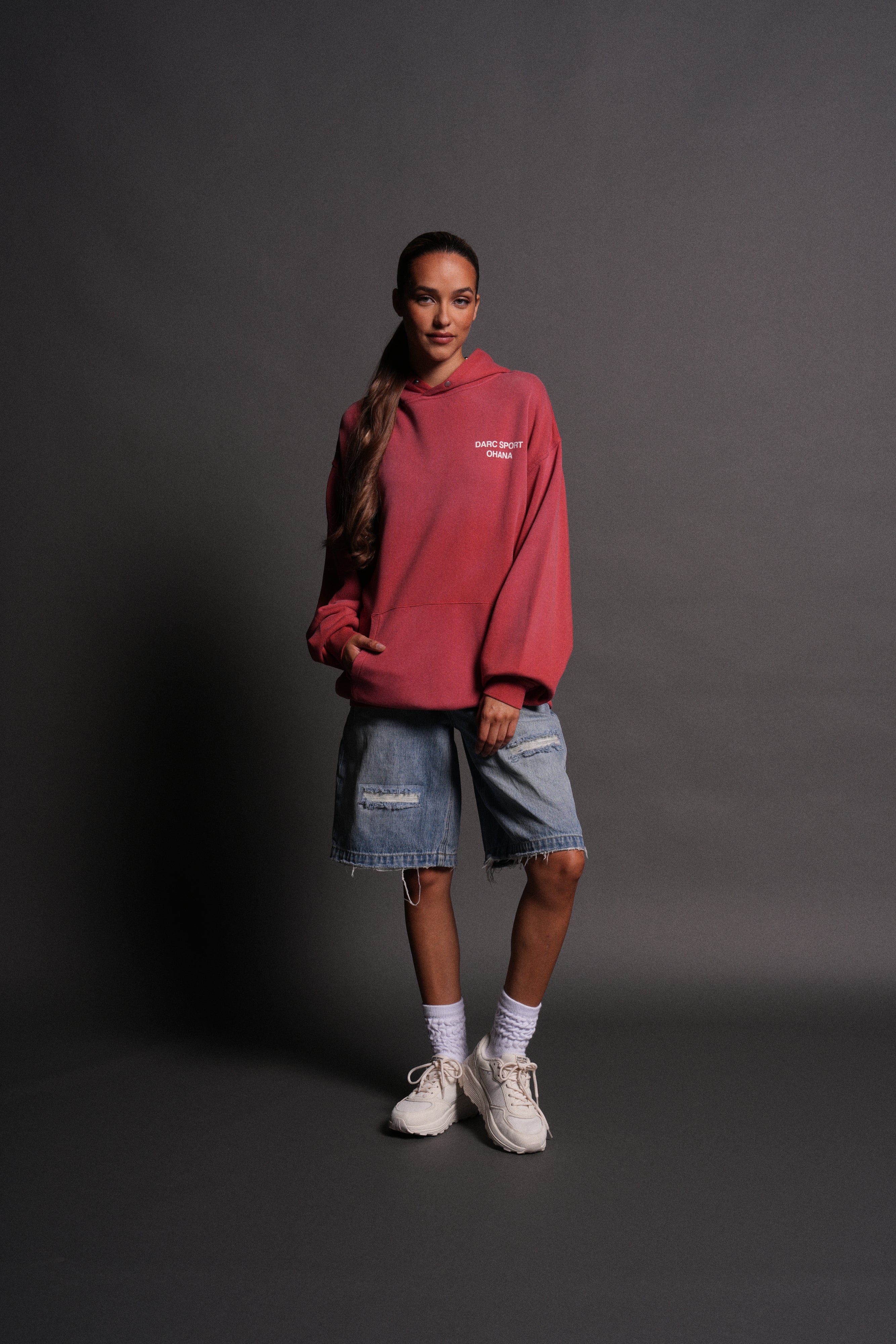 Darc Sport Ohana "Pierce" Hoodie in Roman Red Drift Wash