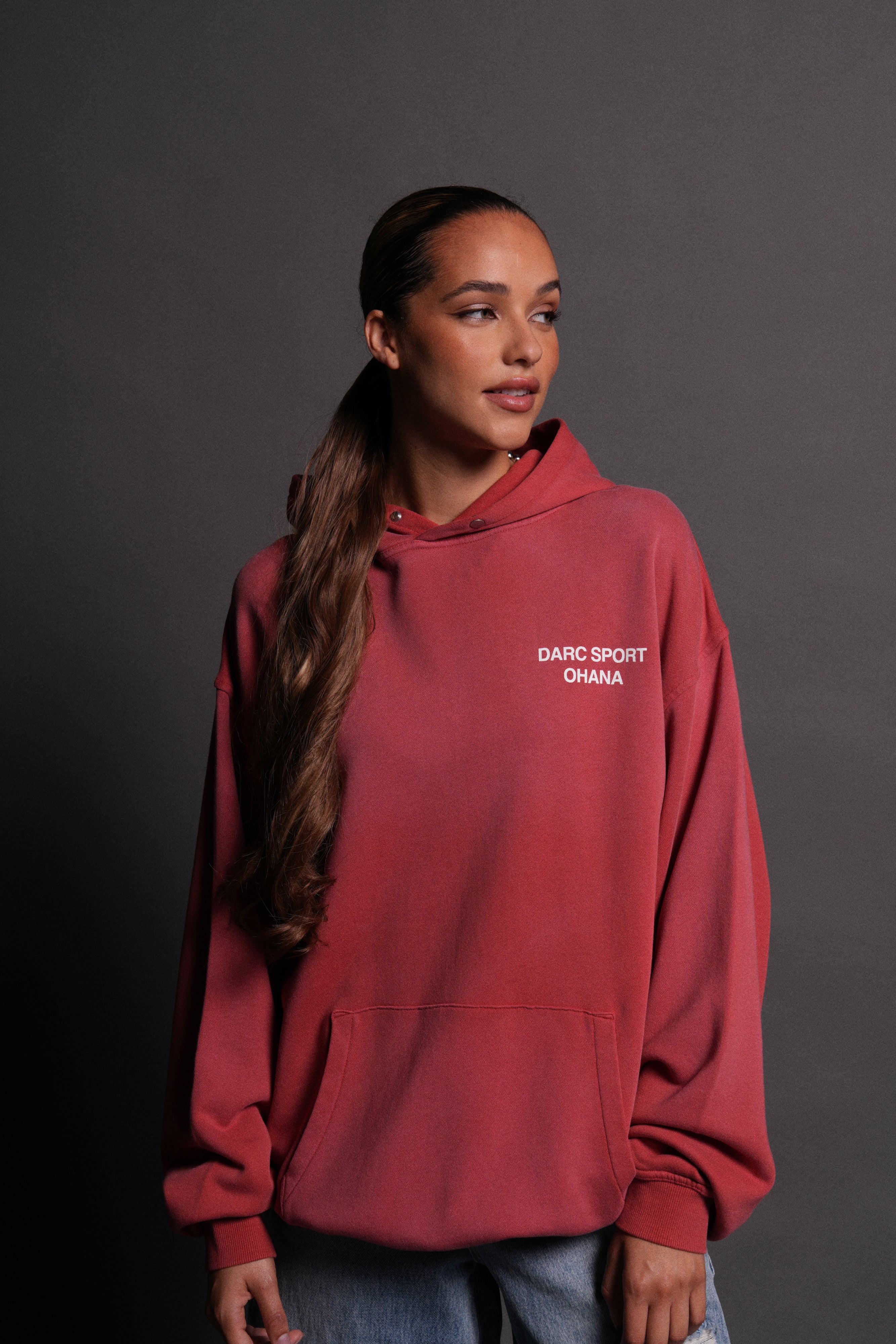 Darc Sport Ohana "Pierce" Hoodie in Roman Red Drift Wash