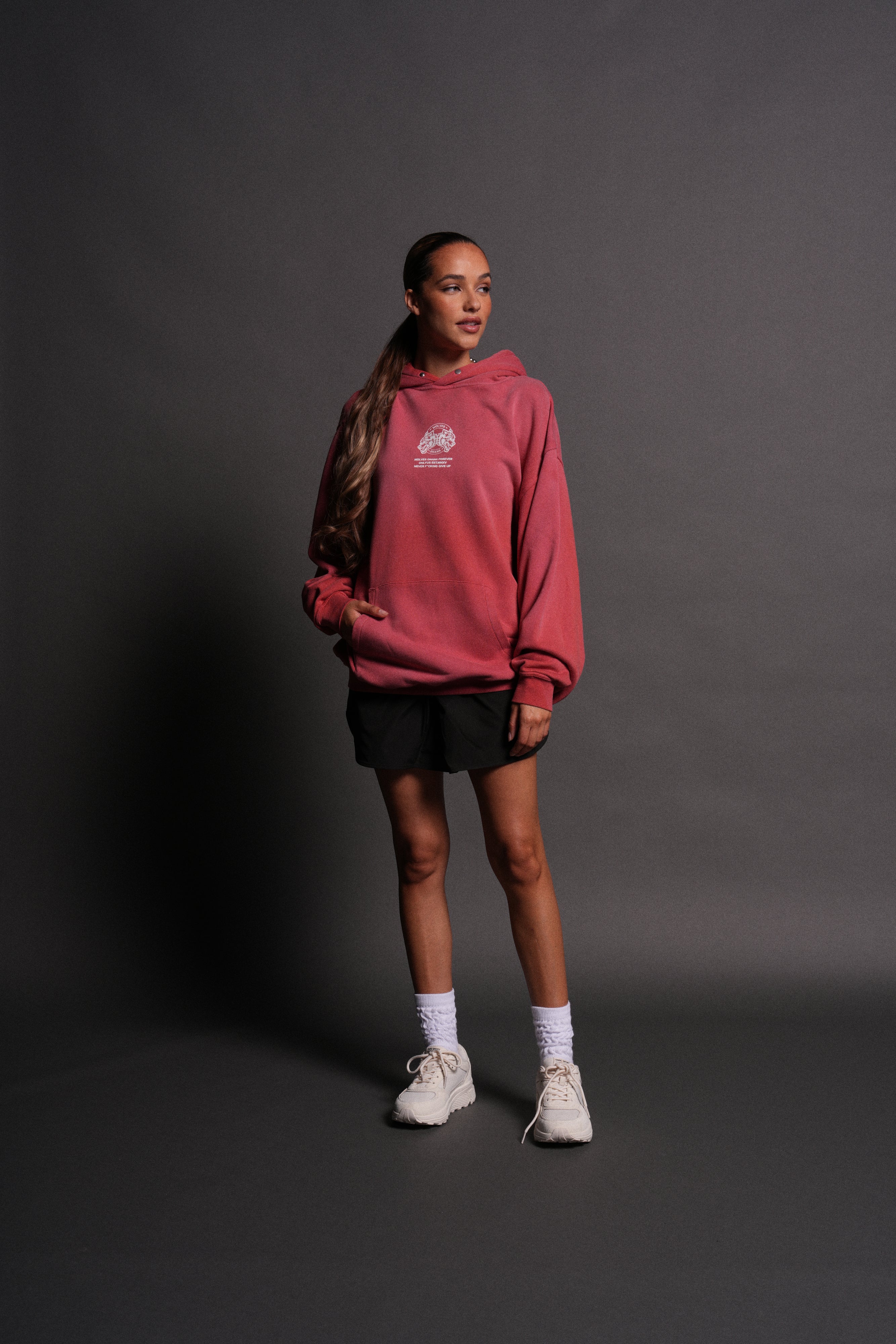 Wolves Ohana Forever "Pierce" Hoodie in Roman Red Drift Wash