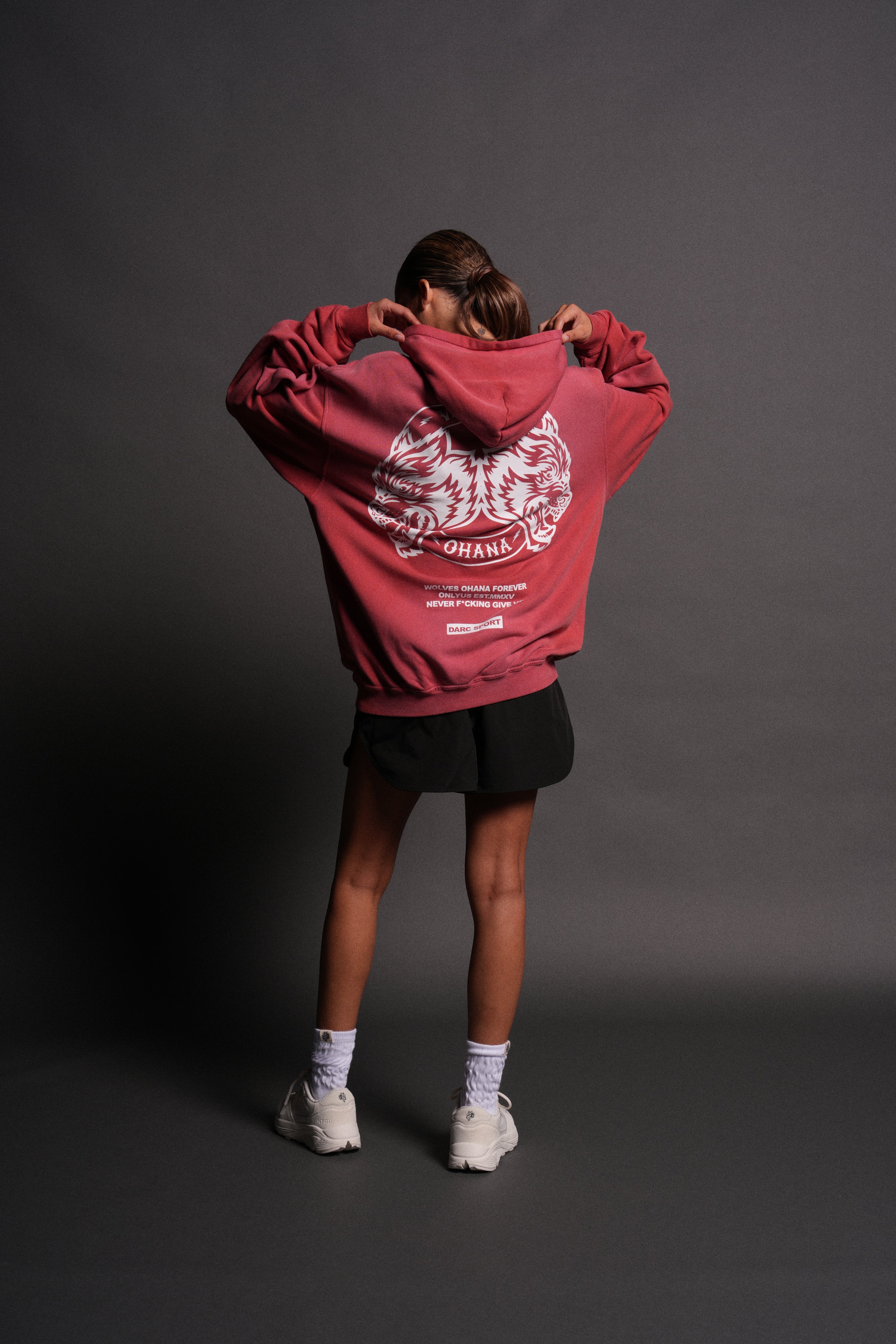 Wolves Ohana Forever "Pierce" Hoodie in Roman Red Drift Wash