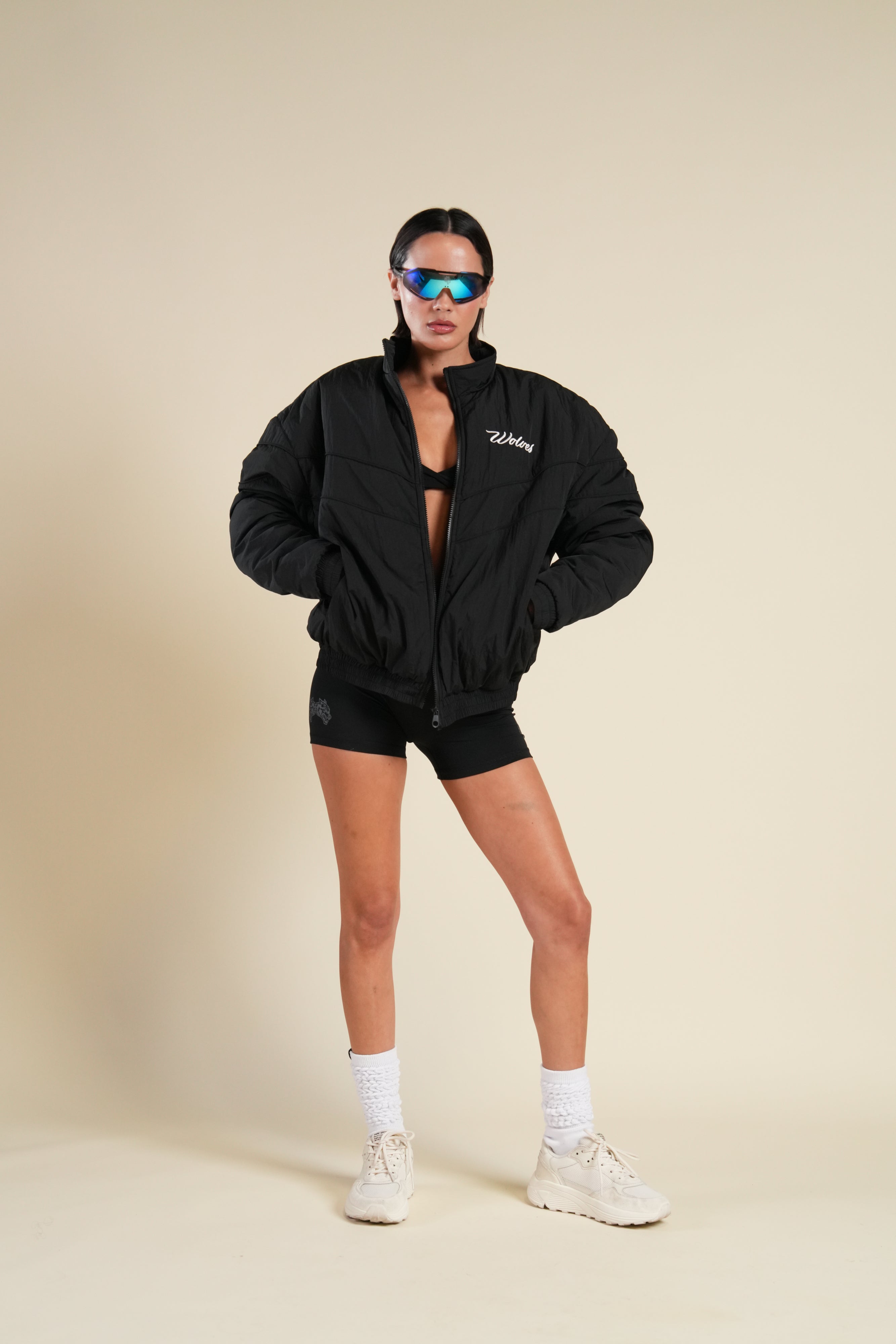 Cursive Wolves She Sherpa Lined Balboa Jacket