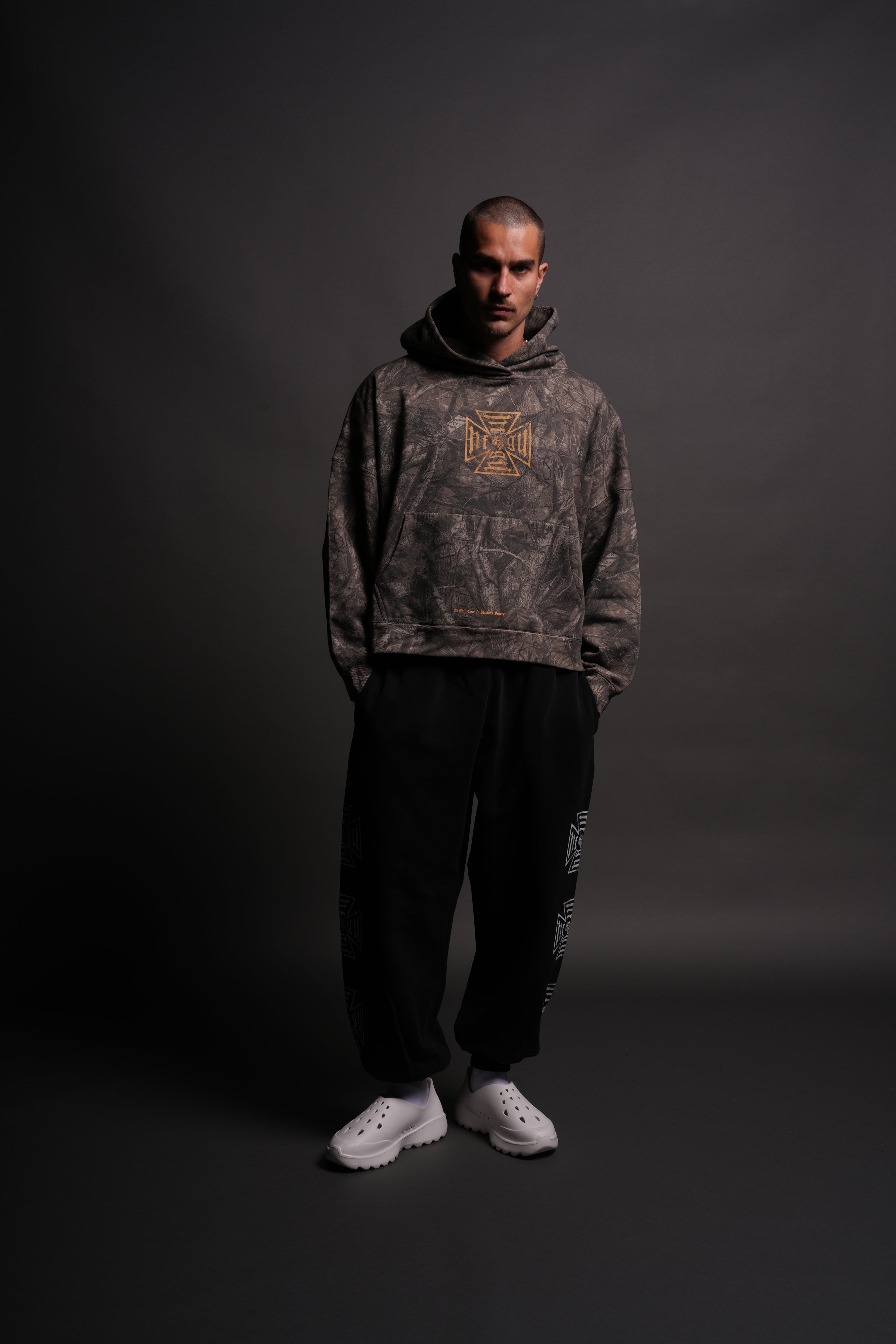 Loyal To The Core "Gage Box Cut" Grunge Hoodie in Dusk Moss Driftwood Forest Camo