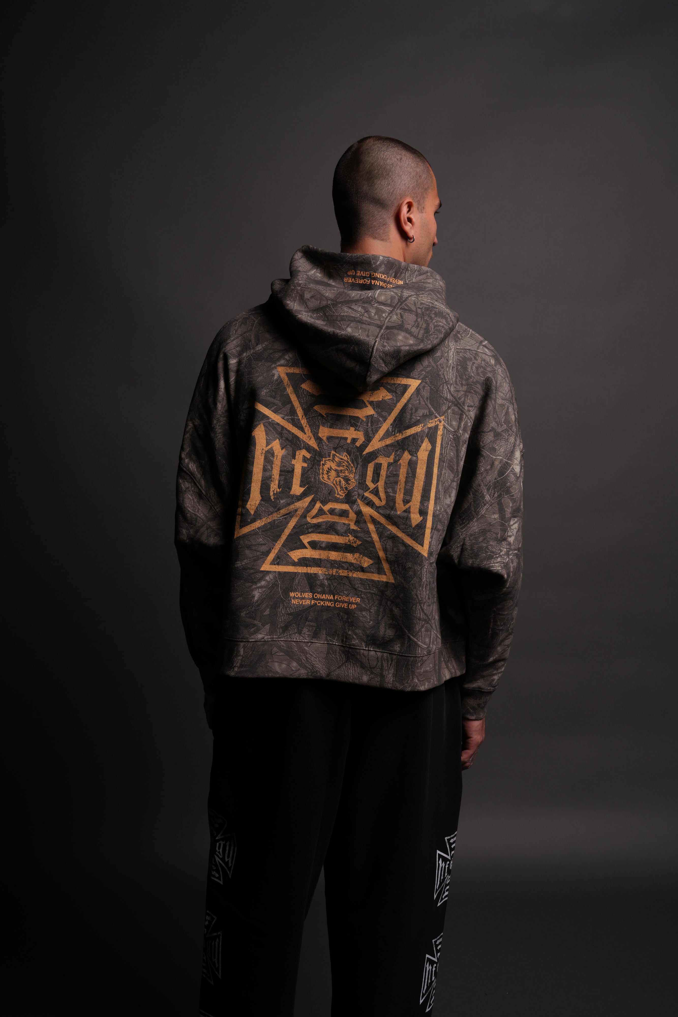 Loyal To The Core "Gage Box Cut" Grunge Hoodie in Dusk Moss Driftwood Forest Camo