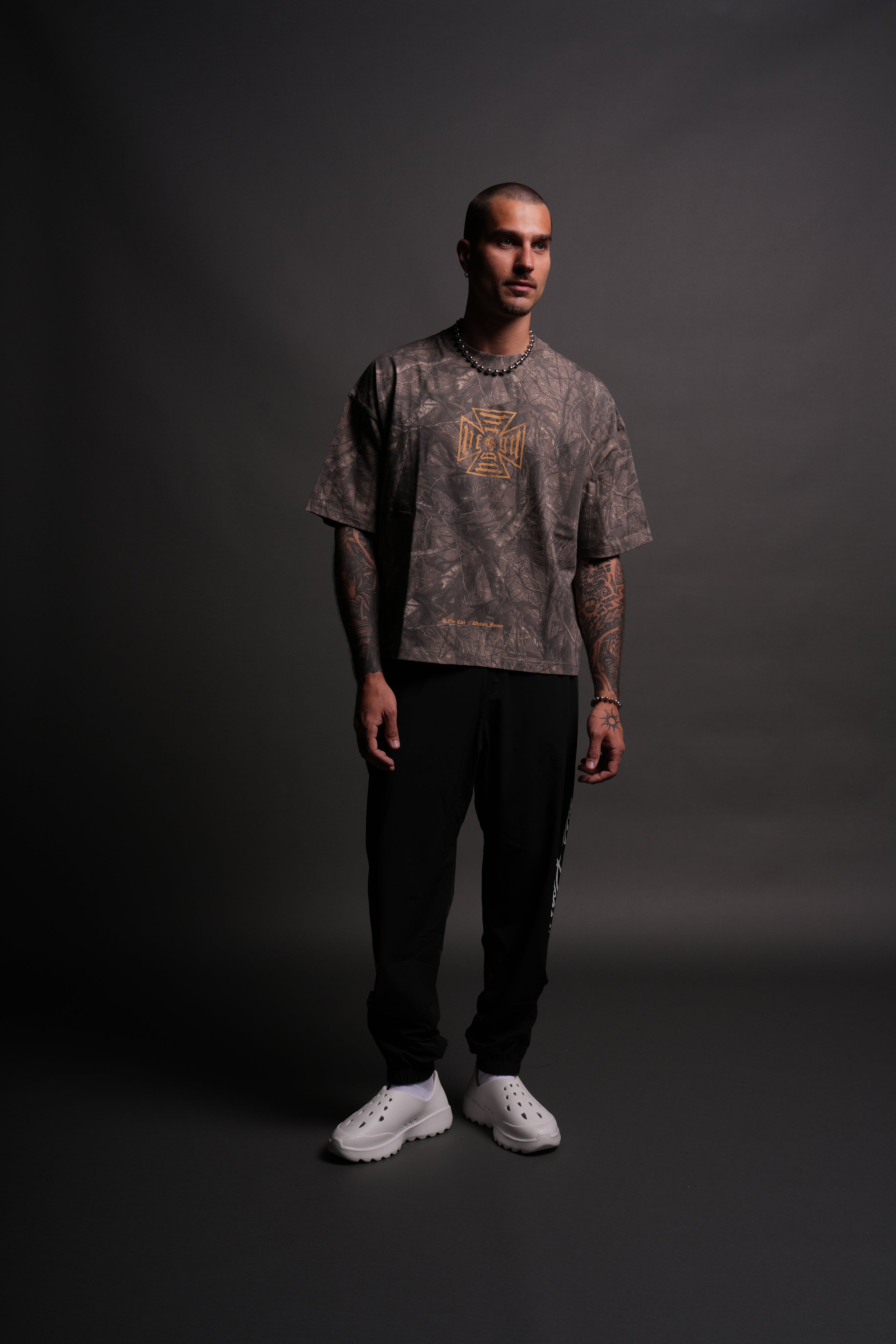 Loyal to the Core Grunge Box Cut Tee in Dusk Moss Driftwood Forest Camo