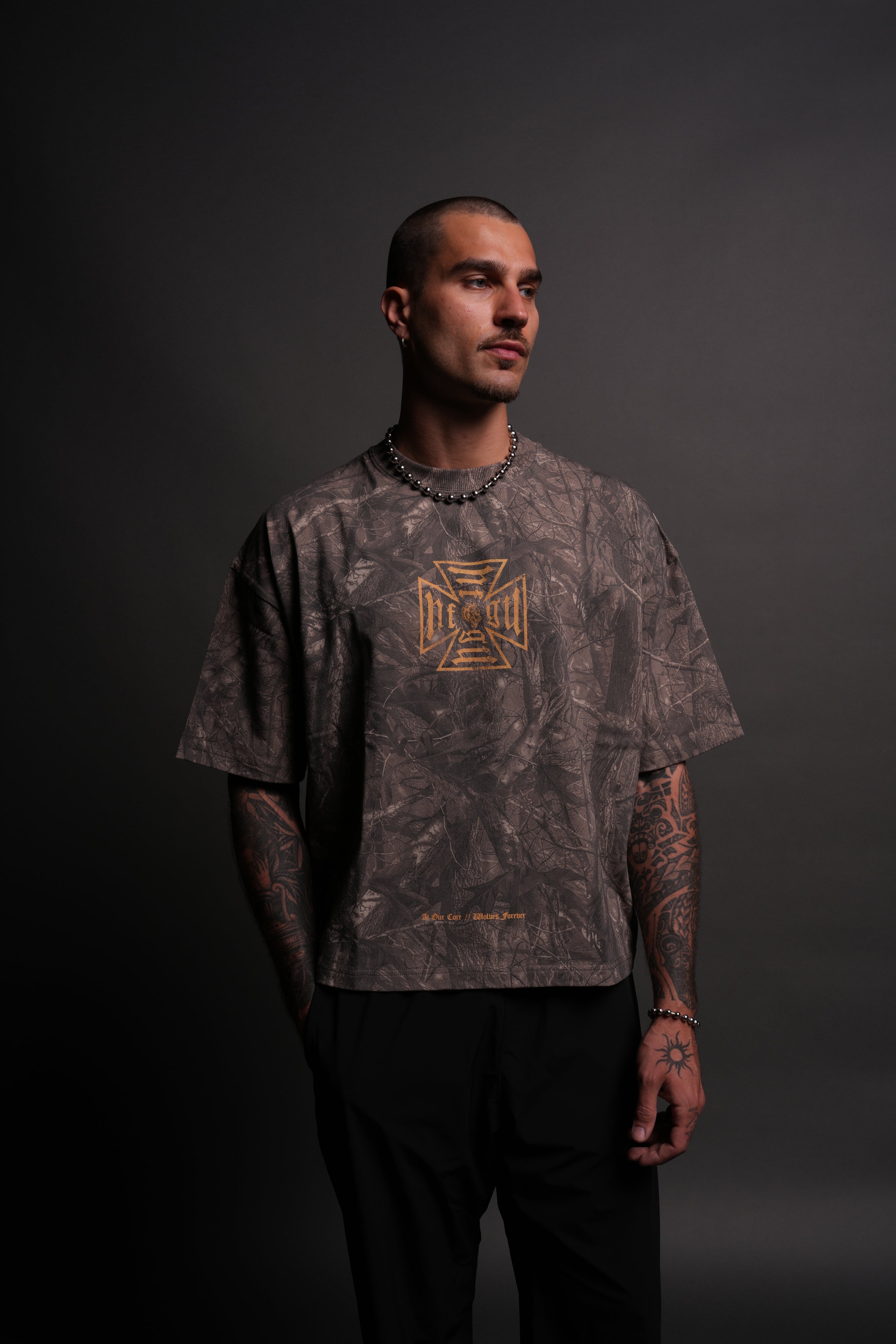 Loyal to the Core Grunge Box Cut Tee in Dusk Moss Driftwood Forest Camo