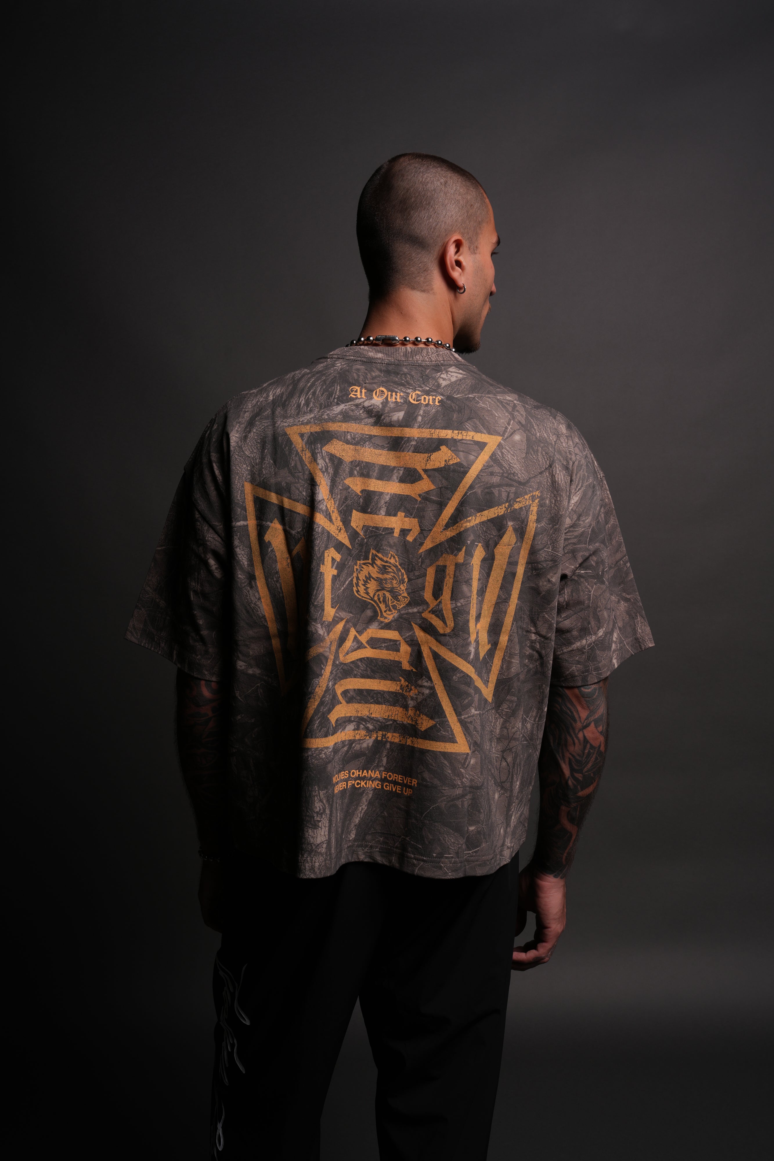 Loyal to the Core Grunge Box Cut Tee in Dusk Moss Driftwood Forest Camo
