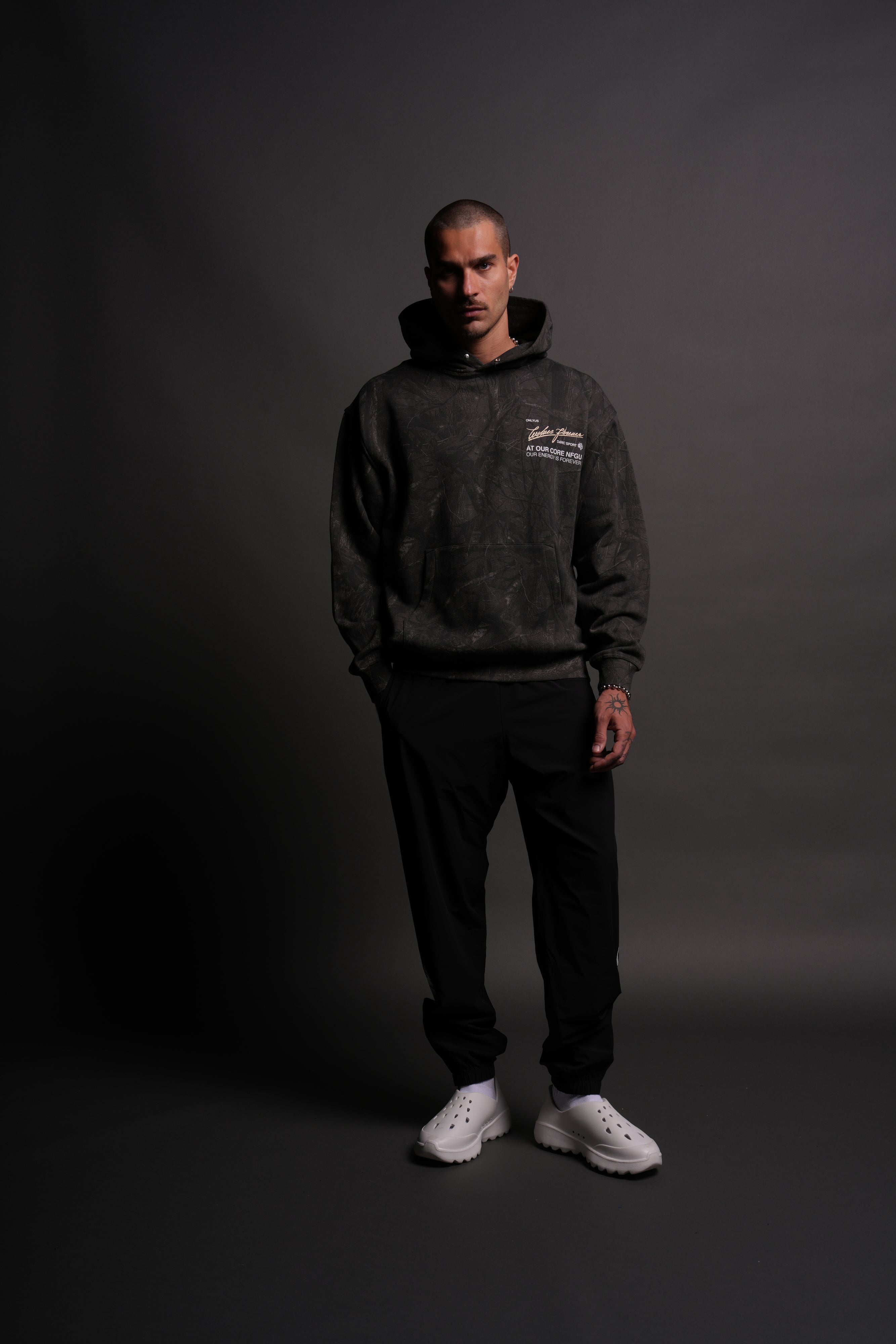 At Our Core "Pierce" Hoodie in Darc Driftwood Forest Camo