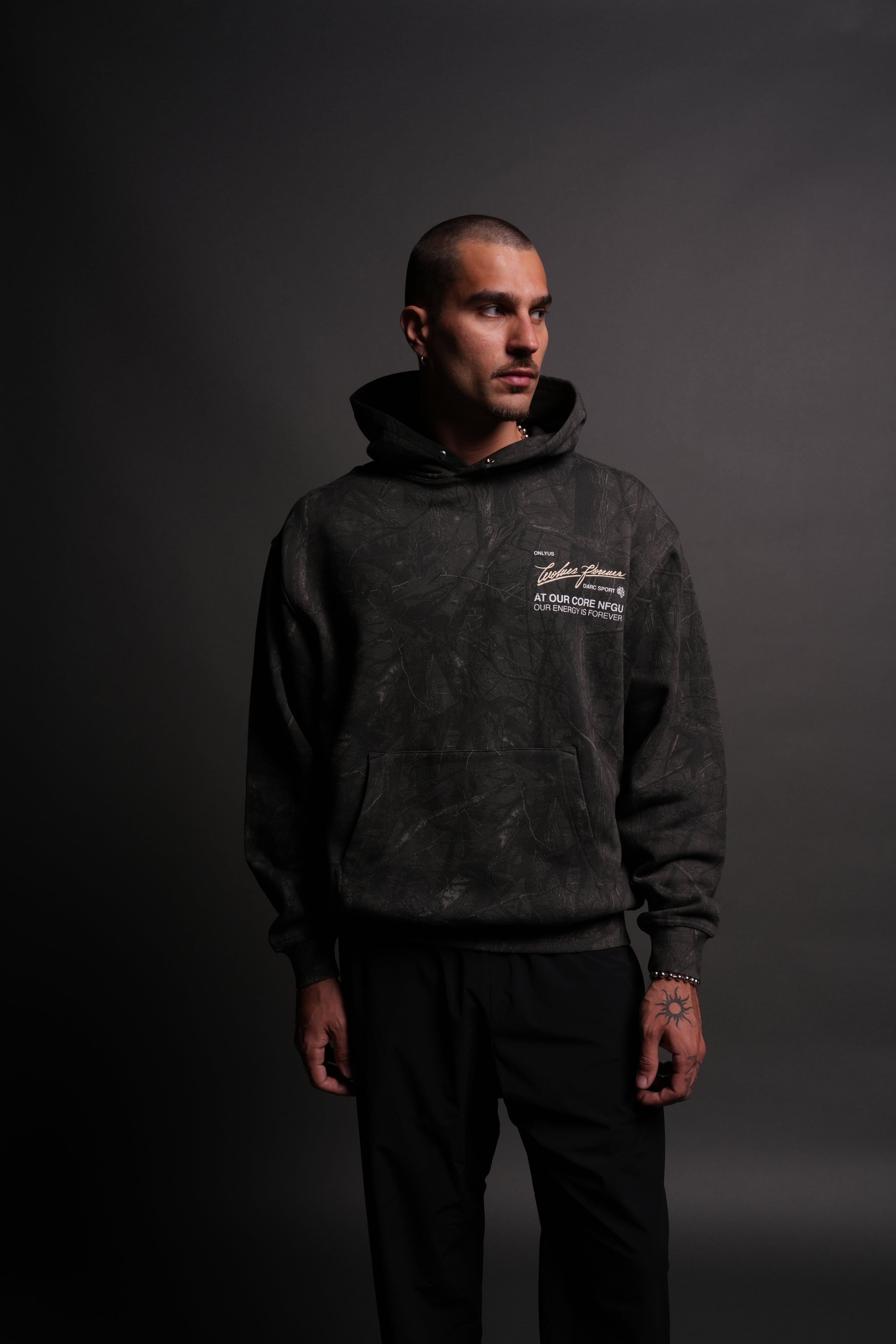At Our Core "Pierce" Hoodie in Darc Driftwood Forest Camo
