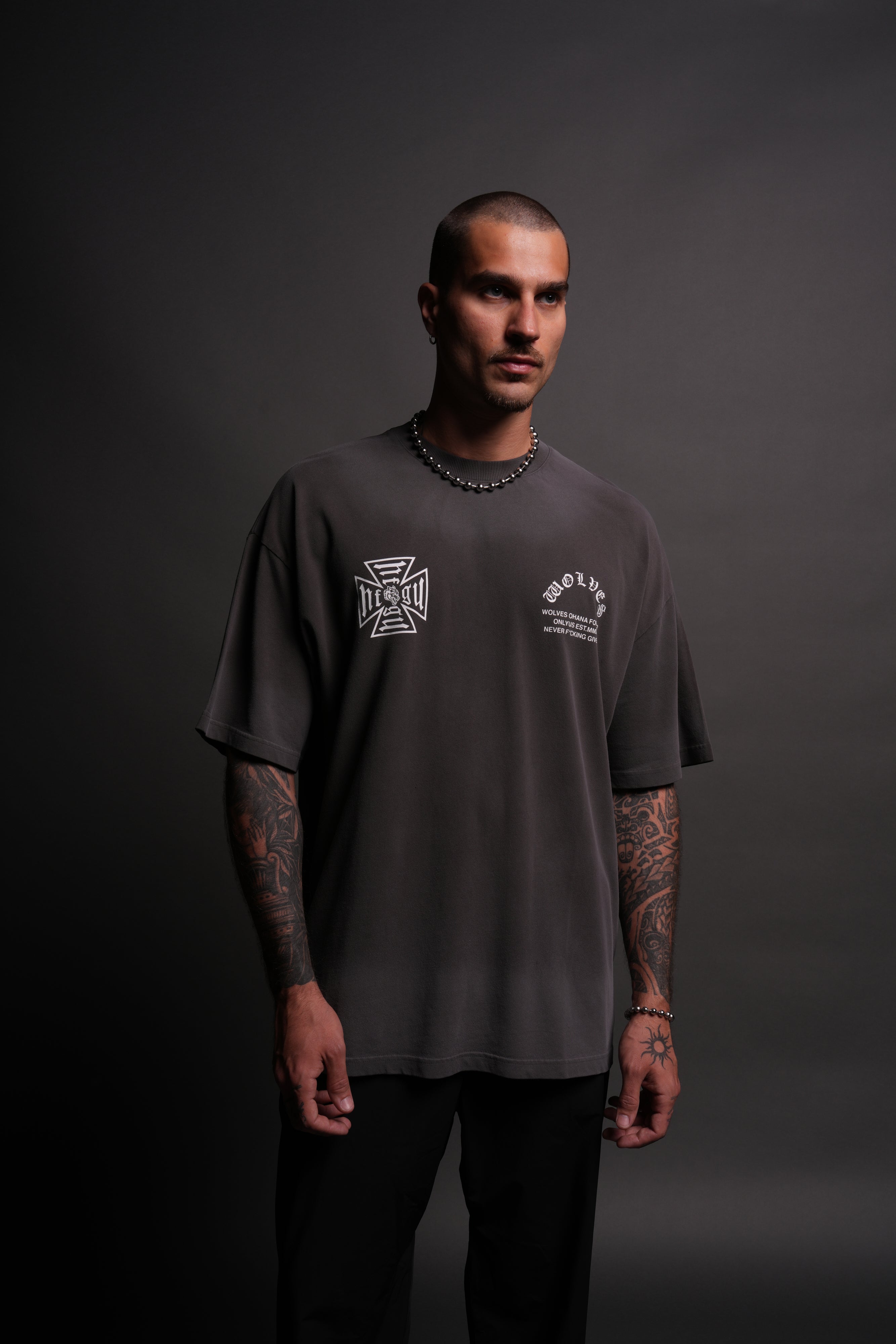 Full Send "Premium" Oversized Tee in Wolf Gray Drift Wash